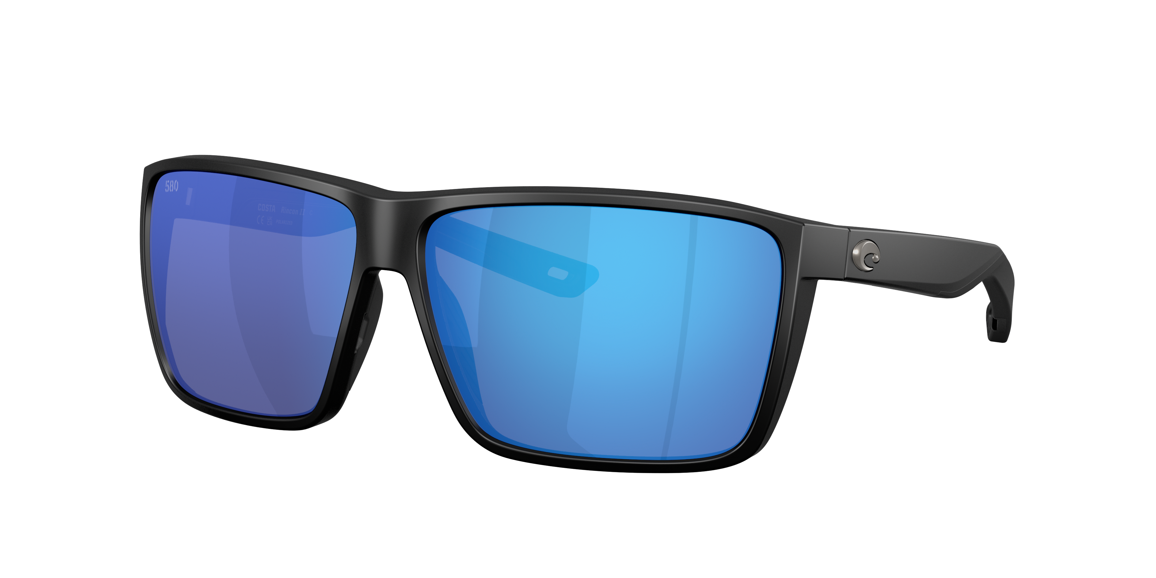 Costa Man Sunglass Rincon II -  Frame color: Matte Black, Lens color: Blue Mirror