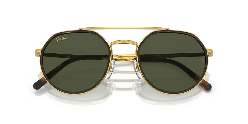 Ray-Ban RB3765 L (53 - 22) with Green lenses and Gold frame