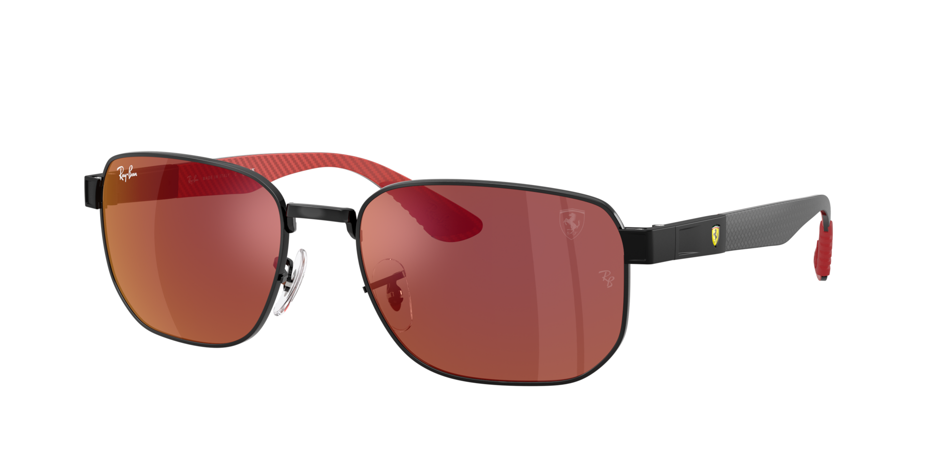 Ray-Ban Unisex Sunglass RB8329M Scuderia Ferrari Collection -  Frame color: Black, Lens color: Brown Mirror Dark Red