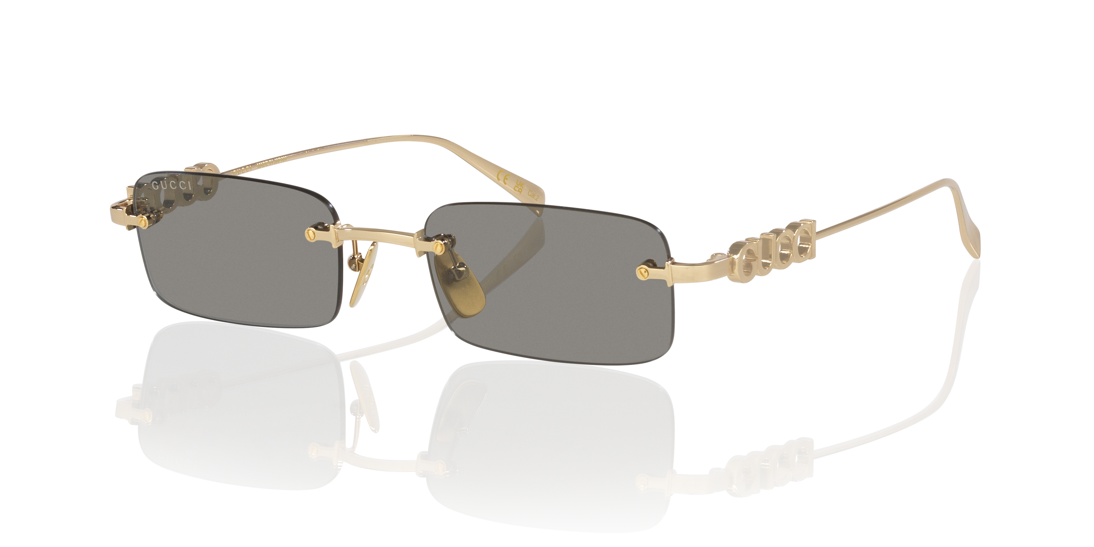 小物 GUCCI sunglasses interlocking case gold Gucci GG1808S S (52 - 20) with Grey lenses and Gold frame