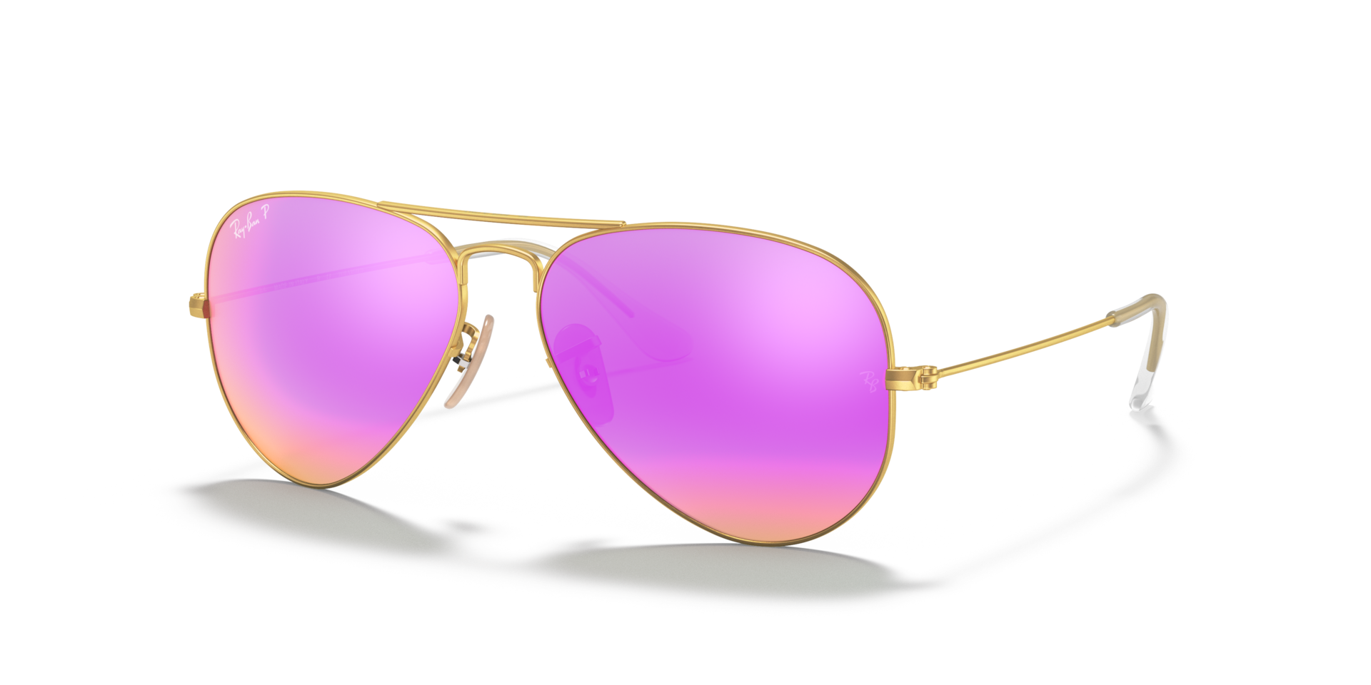Ray-Ban Aviator サングラス ゴールド ミラーレンズ Ray-Ban Aviator Flash Lenses XL (58 - 14) with Violet lenses and