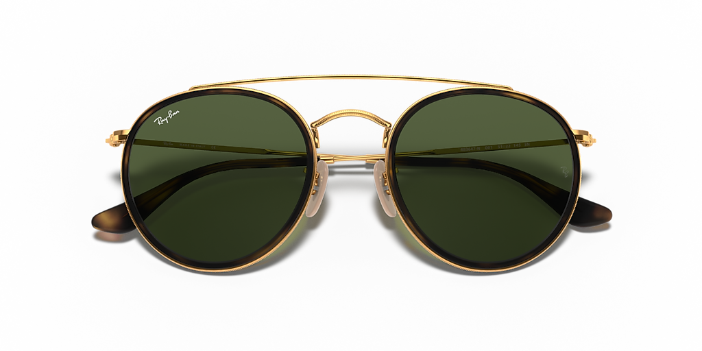 Ray-Ban Round Double Bridge M (51 - 22) with Green lenses and Gold