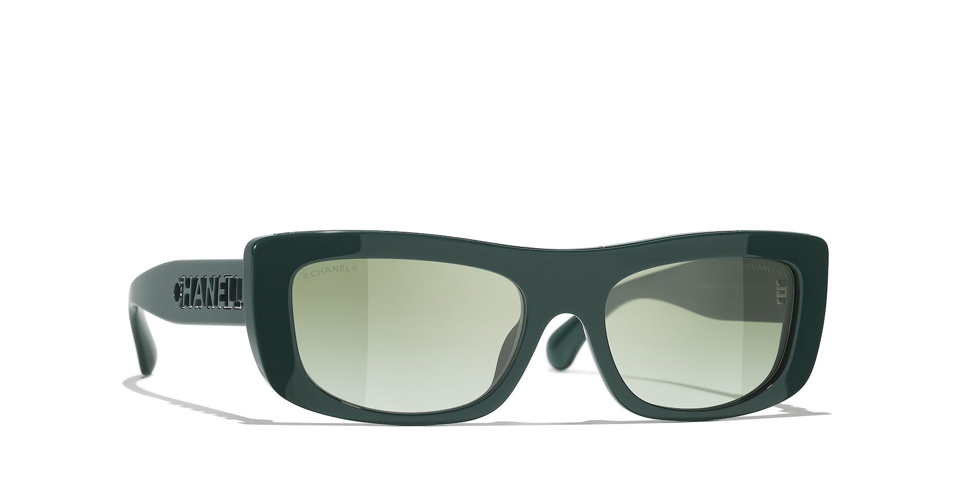 Chanel Woman Sunglass Rectangle Sunglasses CH5559 -  Frame color: Green Vendome, Lens color: Green