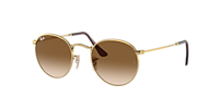 Ray-Ban Round Metal L (53 - 21) with Black lenses and Gold frame