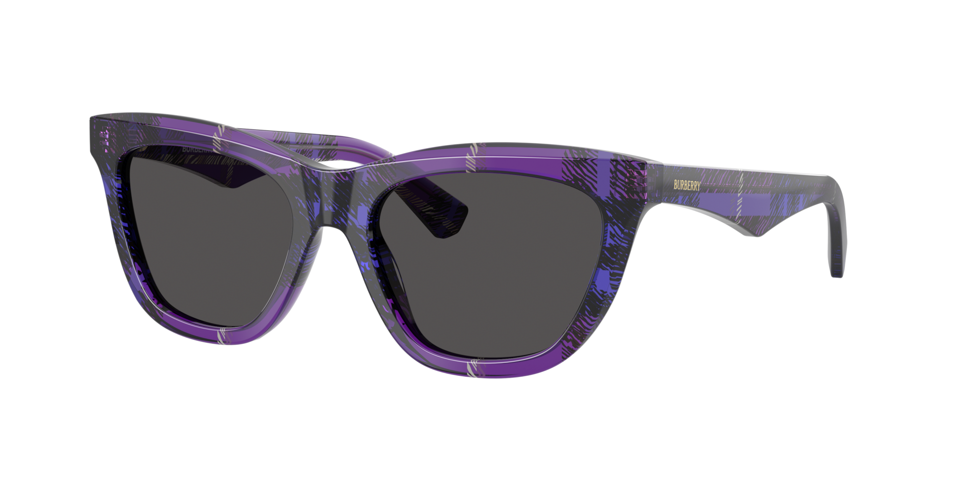 Burberry Woman Sunglass BE4435 -  Frame color: Check Violet, Lens color: Dark Grey