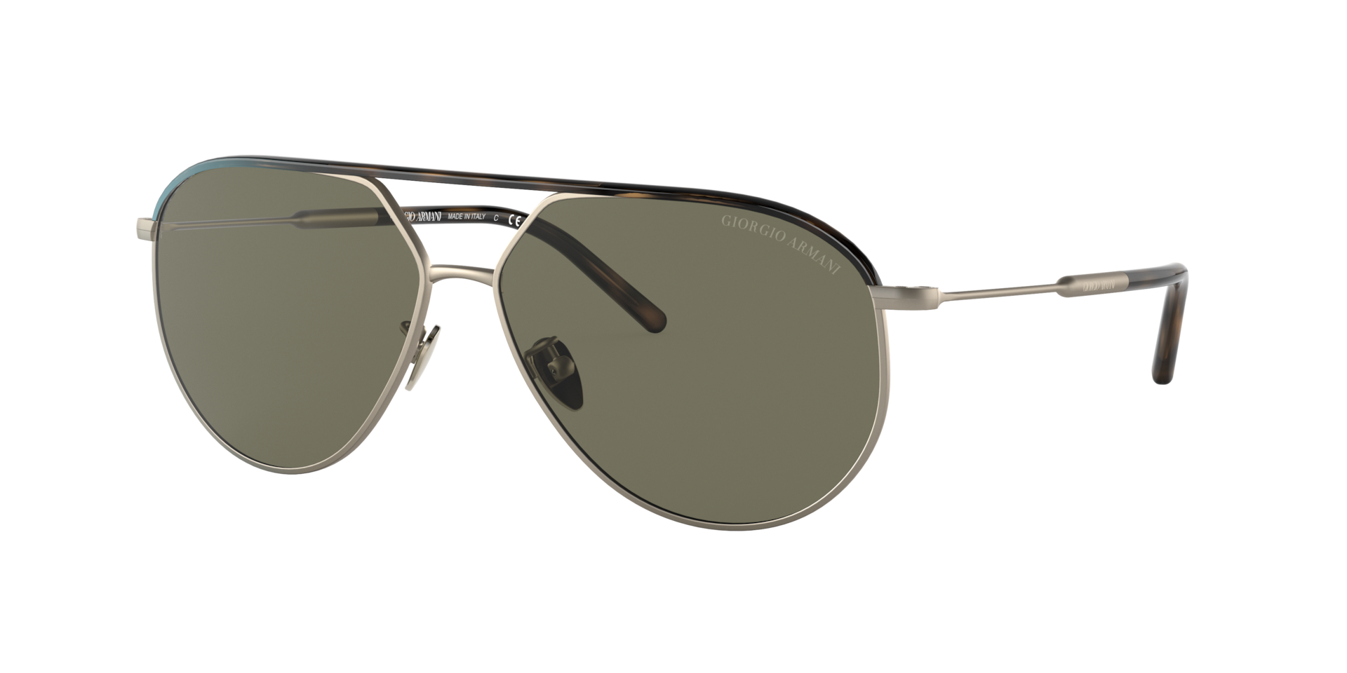Giorgio Armani Man Sunglass AR6120J - Frame color: Matte Pale Gold/Havana, Lens color: Green