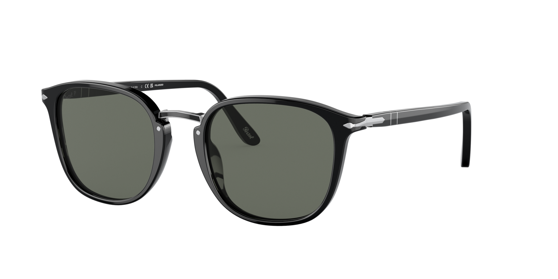 Persol Man Sunglass PO3186S -  Frame color: Black, Lens color: Green Polarized