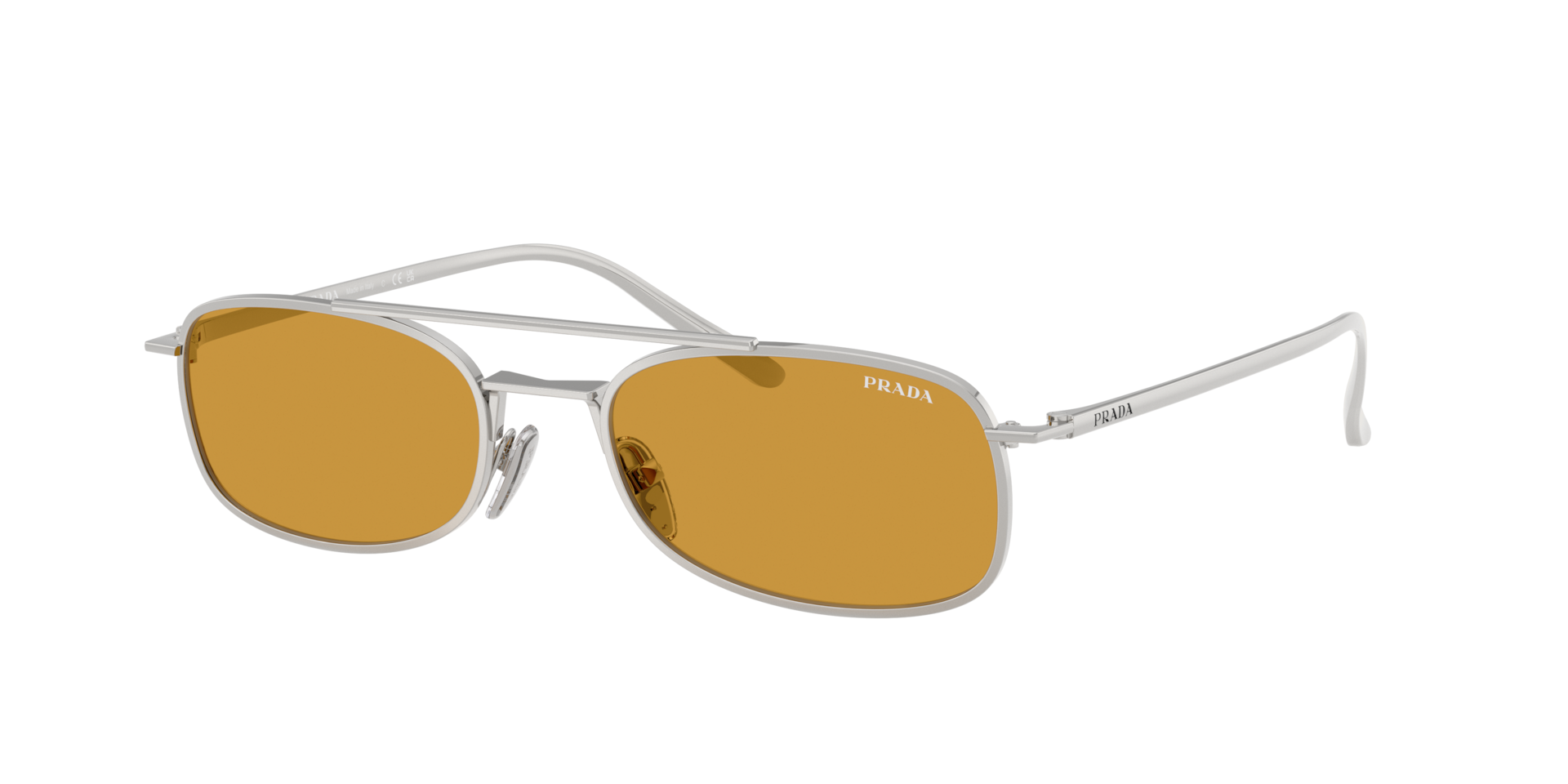 Prada Mann Sunglass PR D59S - Rahmenfarbe: Silber, Linsenfarbe: Honig dunkel