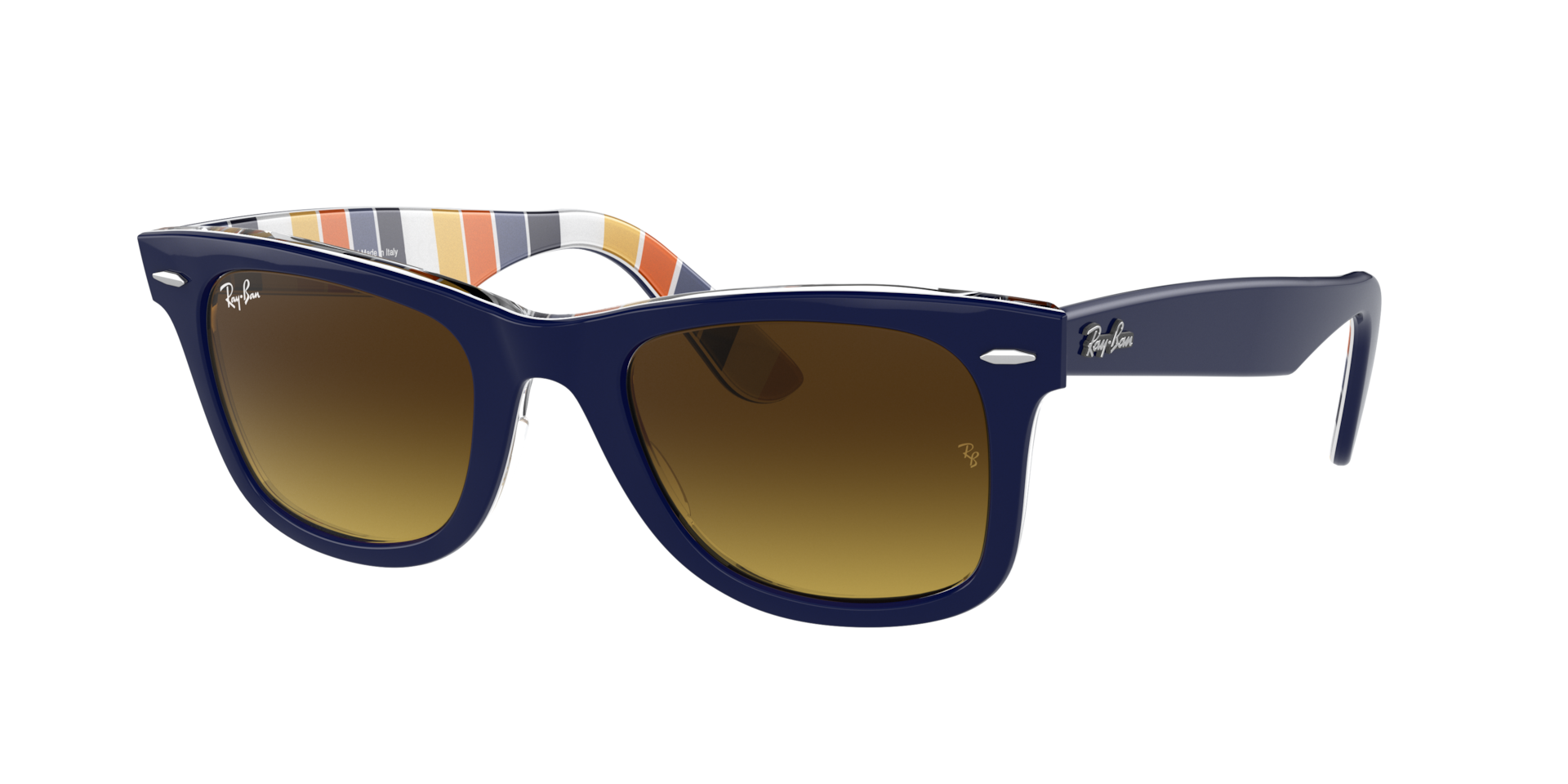 RAY-BAN Unisex Sunglasses RB2140F Original Wayfarer Color Mix  -  Frame color: Blue, Lens color: Brown Gradient