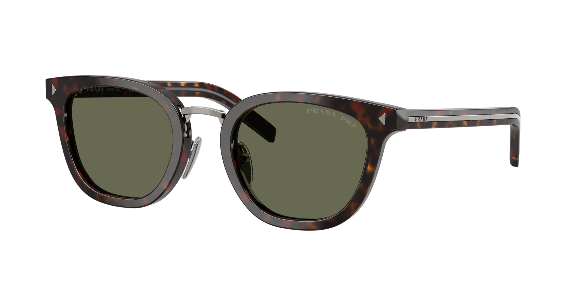 Prada Man Sunglass PR C01SD -  Frame color: Root Havana, Lens color: Green Polarized