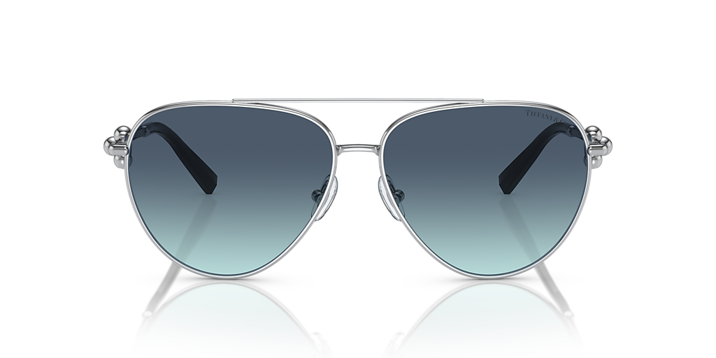 【h-318791130】Tiffany & Co. Tiffany & Co. TF3092 L (59 - 13) com Lentes Azul e Armação Prata