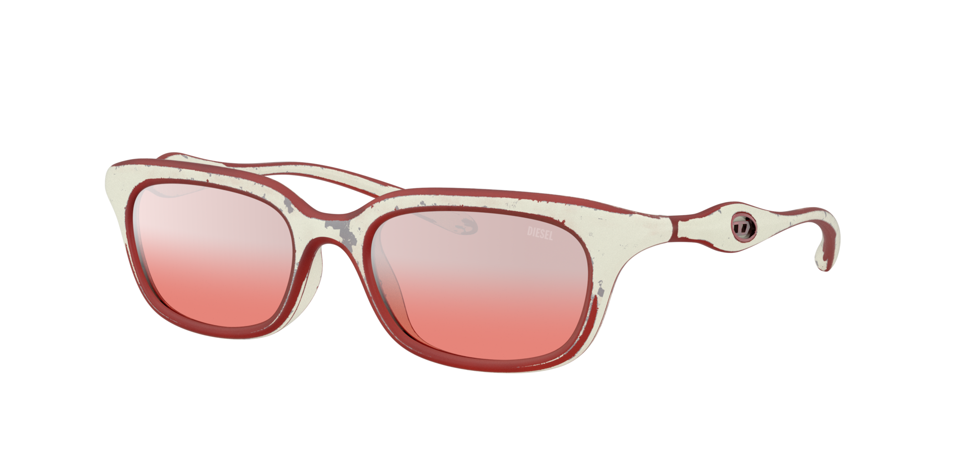 Diesel Unisex Sunglass DL3013U - Couleur du Monture White Barrelling Red Couleur de Lentille Dgrad Rouge Effet miroir 150 €