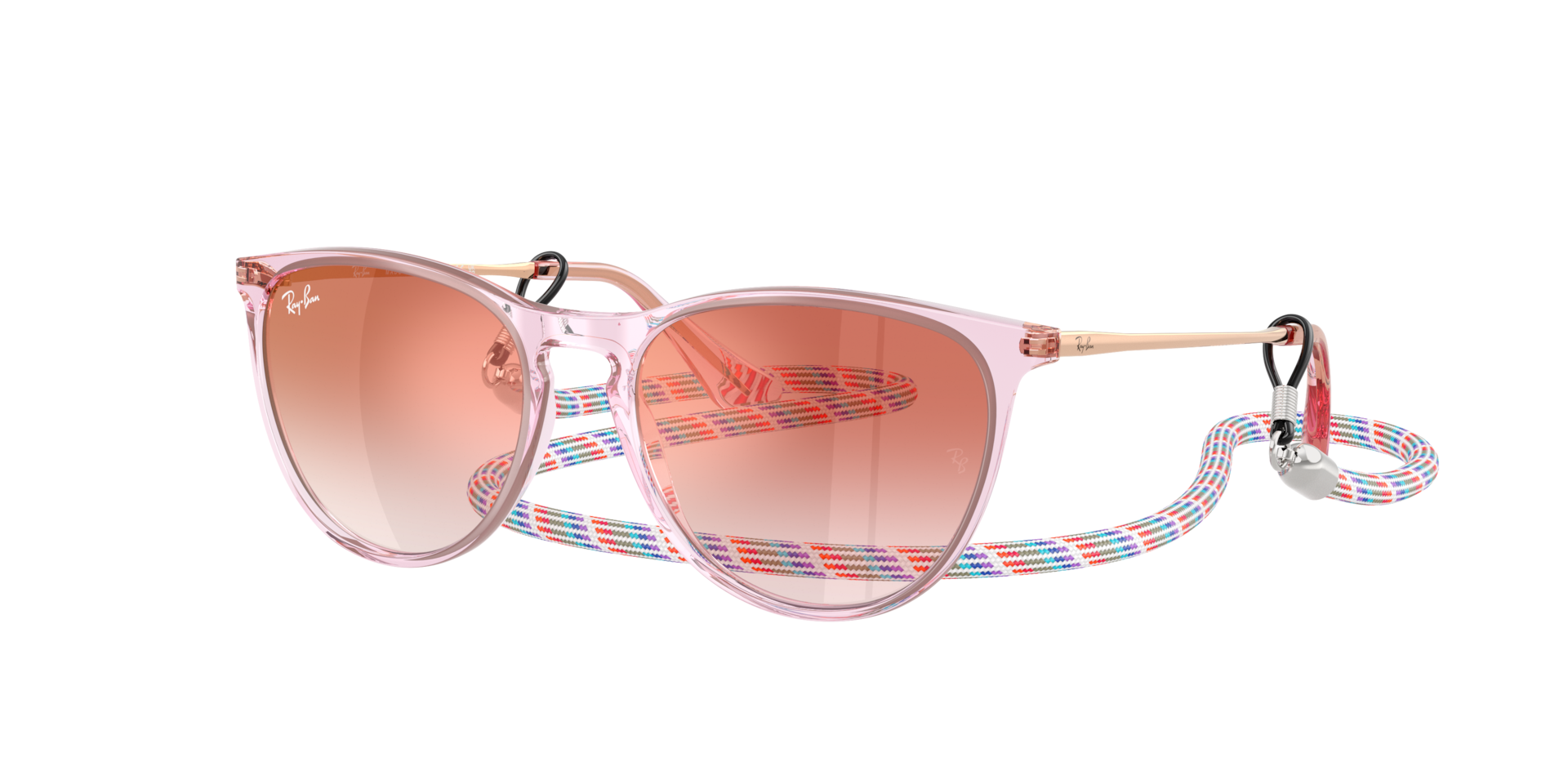 RAY-BAN Unisex Sunglasses RB9060SF Erika Kids Summer Capsule  -  Frame color: Transparent Violet, Lens color: Clear Gradient Red Mirror Red
