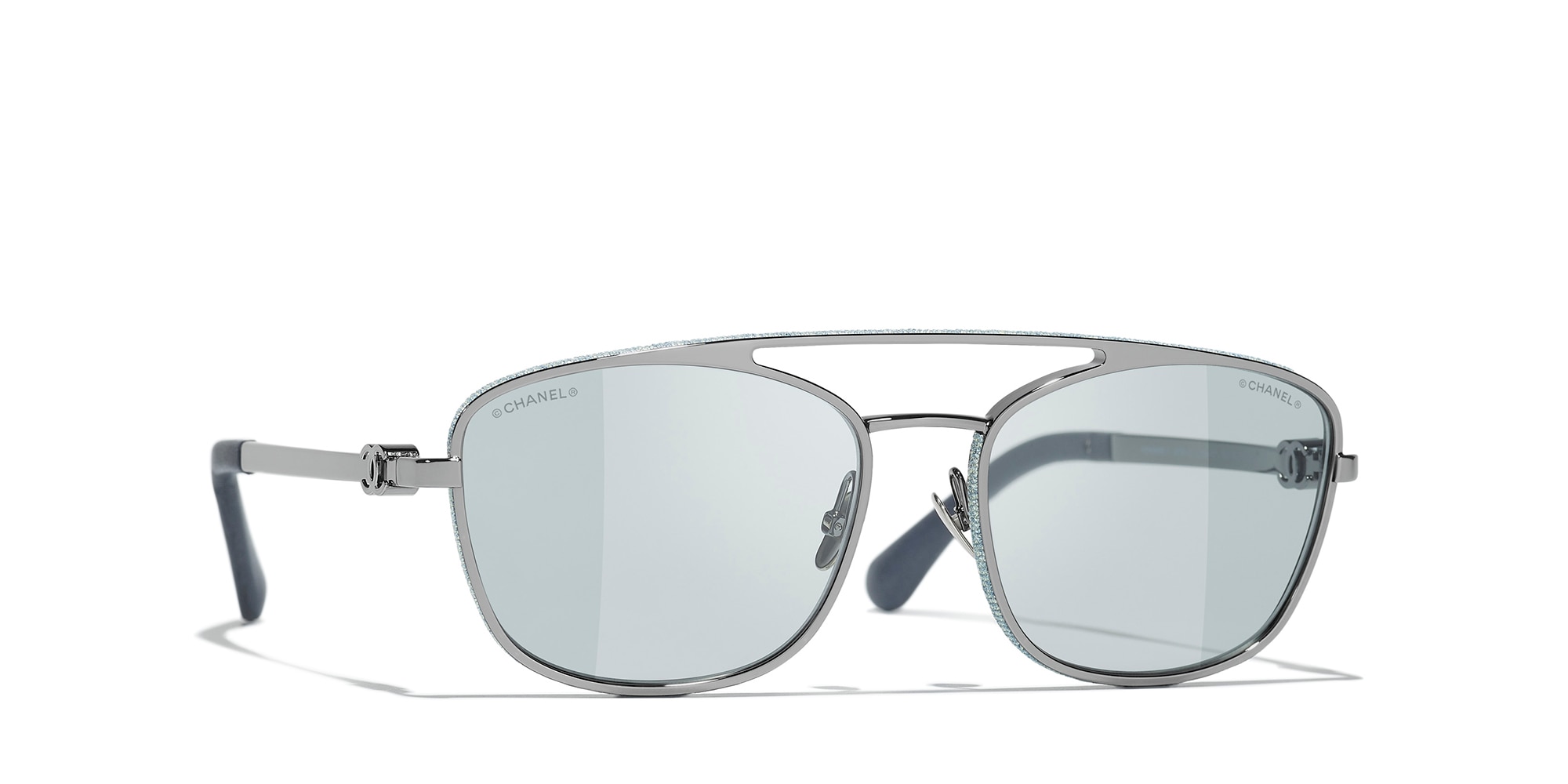 Chanel Woman Sunglass Pilot Sunglasses CH4290Q -  Frame color: Ruthenium, Lens color: Grey