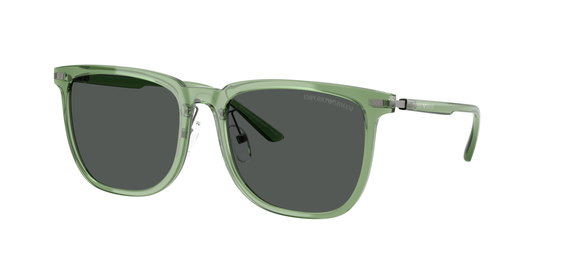 Emporio Armani Unisex Sunglass EA4255D -  Frame color: Shiny Transparent Green, Lens color: Dark Grey