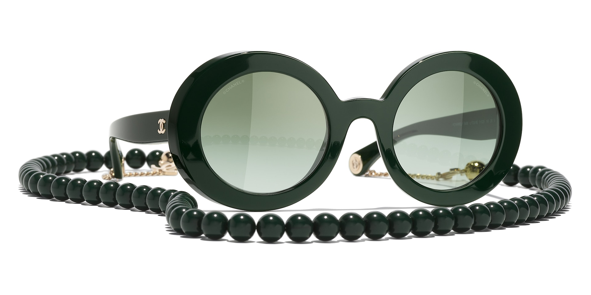 Chanel Femme Sunglass Round Sunglasses CH5489 - Couleur du Monture Dark Green Gold Couleur de Lentille Vert 1060 €