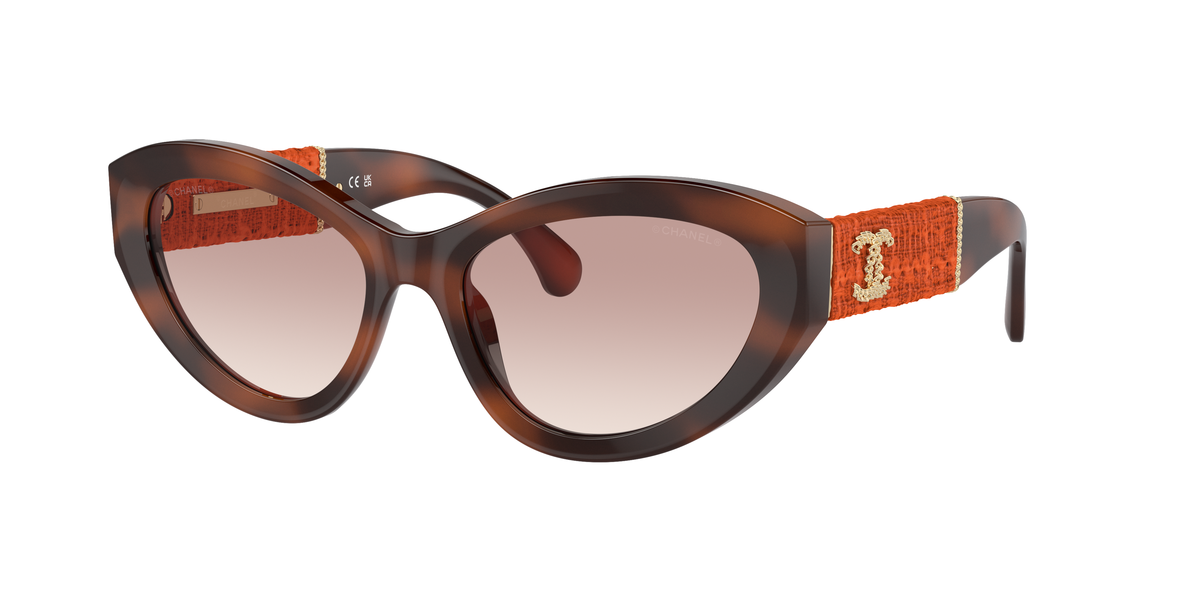 Chanel Woman Sunglass Cat Eye Sunglasses CH5513 -  Frame color: Havana, Lens color: Light Brown