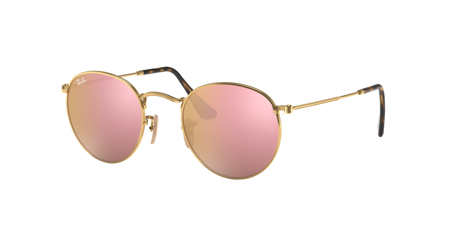 Ray-Ban Round Flat Lenses S (50 - 21) with Brown lenses and Gold