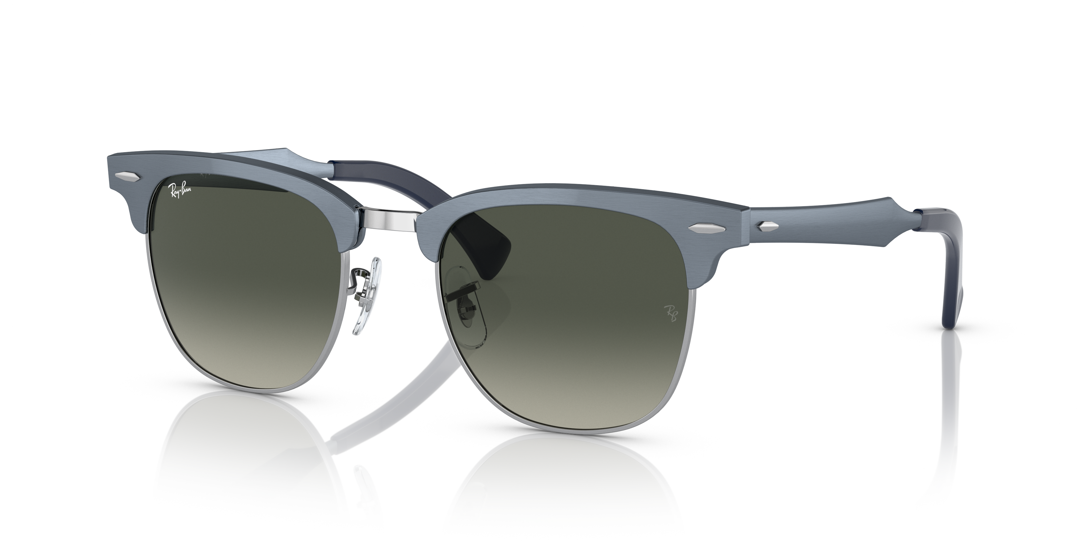 Ray-Ban RB 3507 138/M8 サングラス Ray-Ban Clubmaster Aluminum L (51 - 21) with Grey lenses and Blue