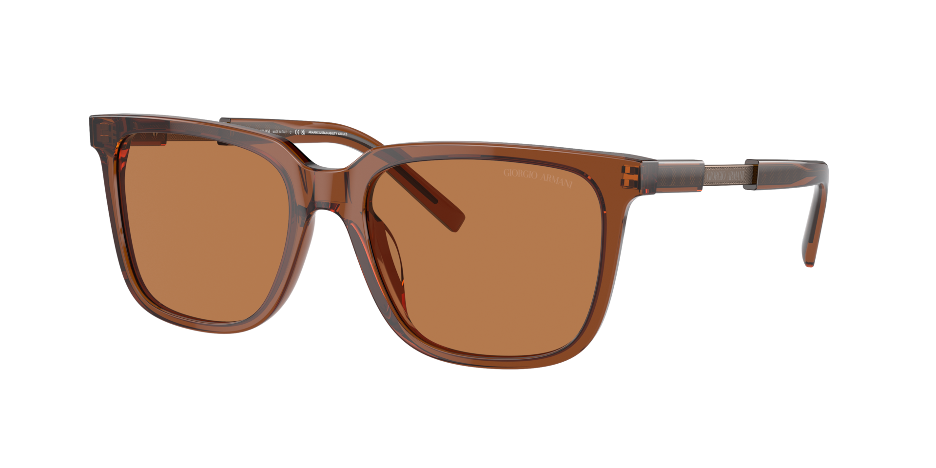 Giorgio Armani Homme Sunglass AR8202U - Couleur du Monture Marron transparent Couleur de Lentille Brun 174 €