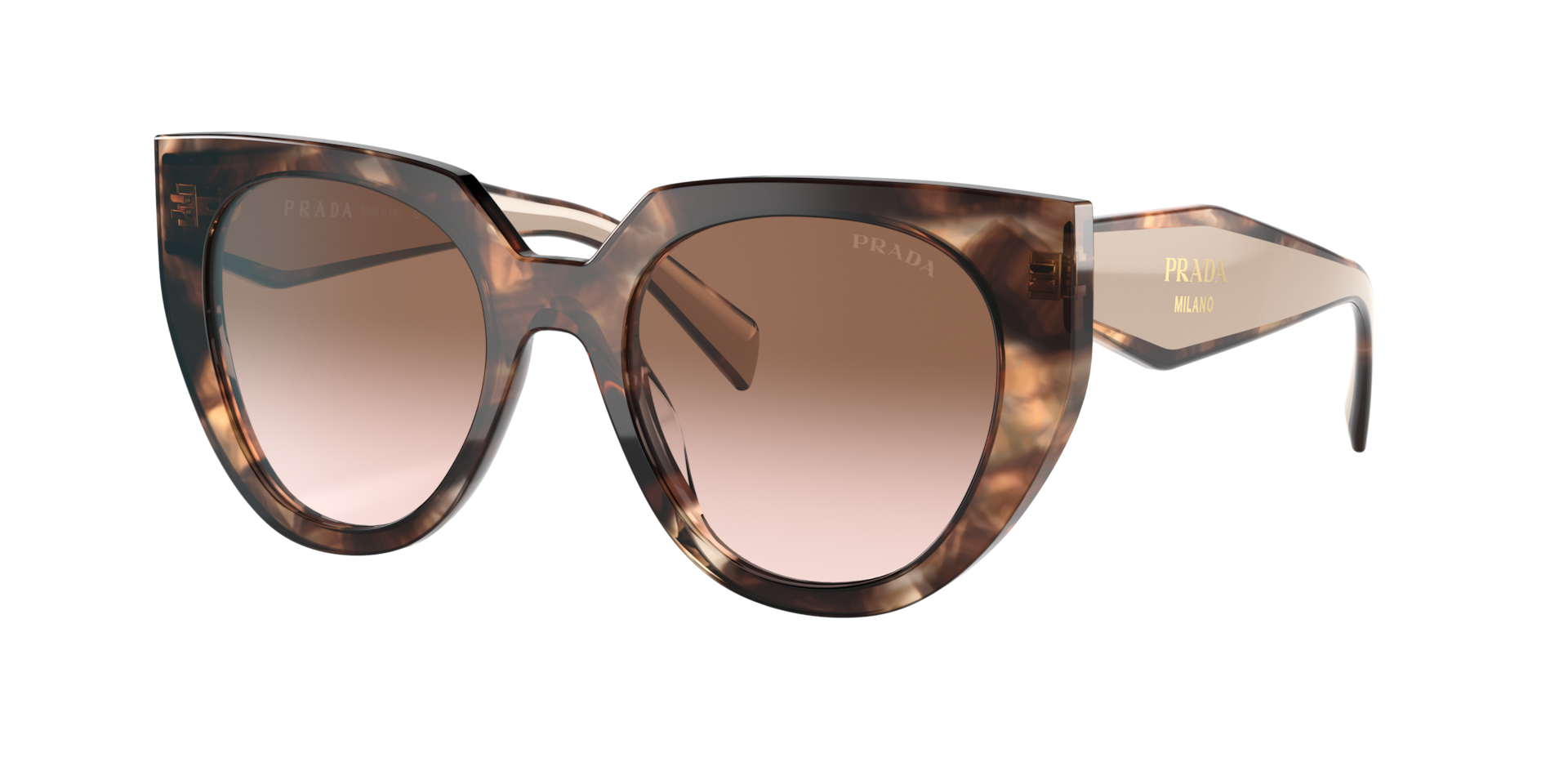 Prada Woman Sunglass PR 14WS -  Frame color: Caramel Tortoise/Powder, Lens color: Brown Gradient