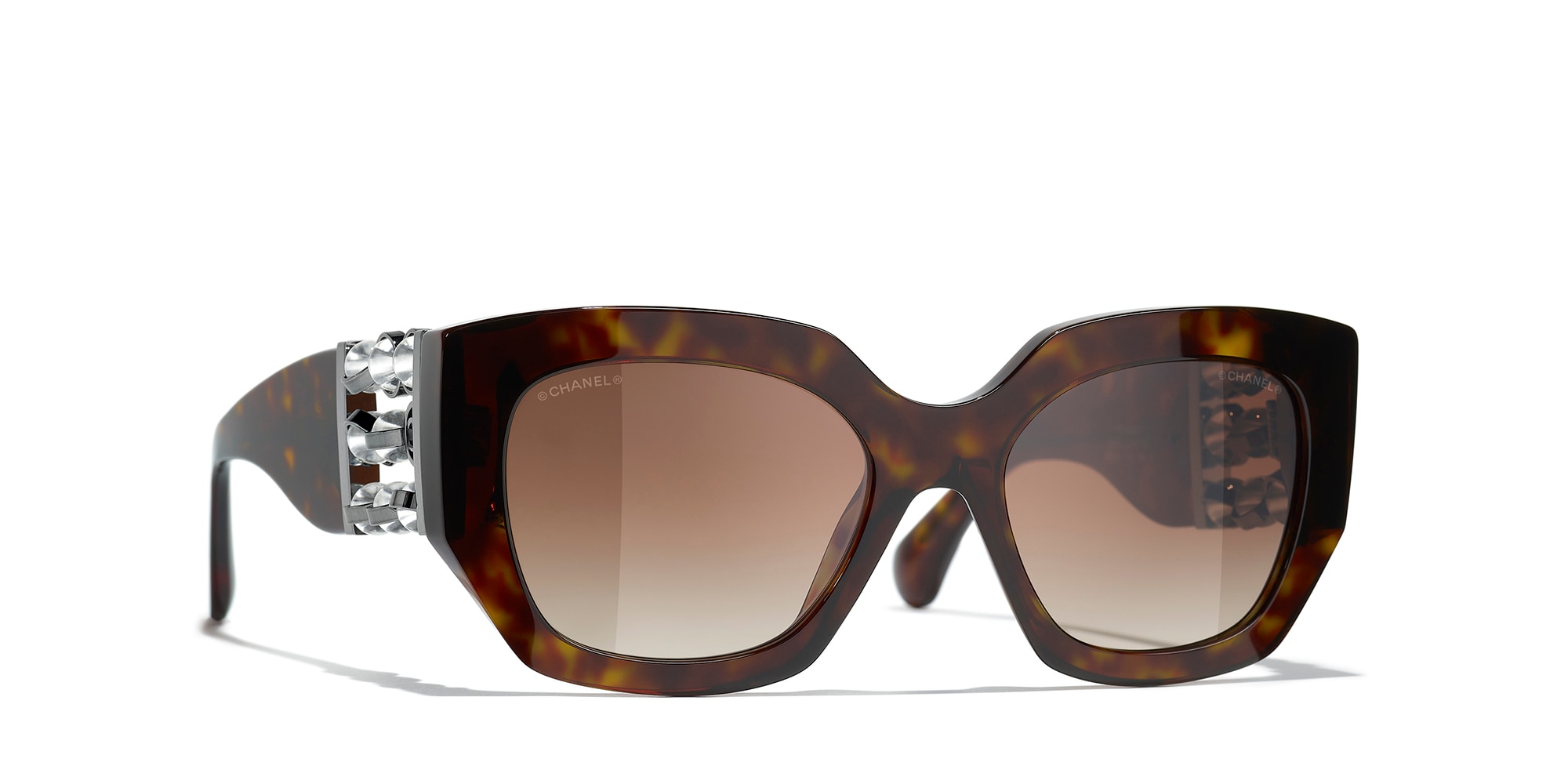 Chanel Woman Sunglass Cat Eye Sunglasses CH5545 -  Frame color: Dark Havana, Lens color: Brown
