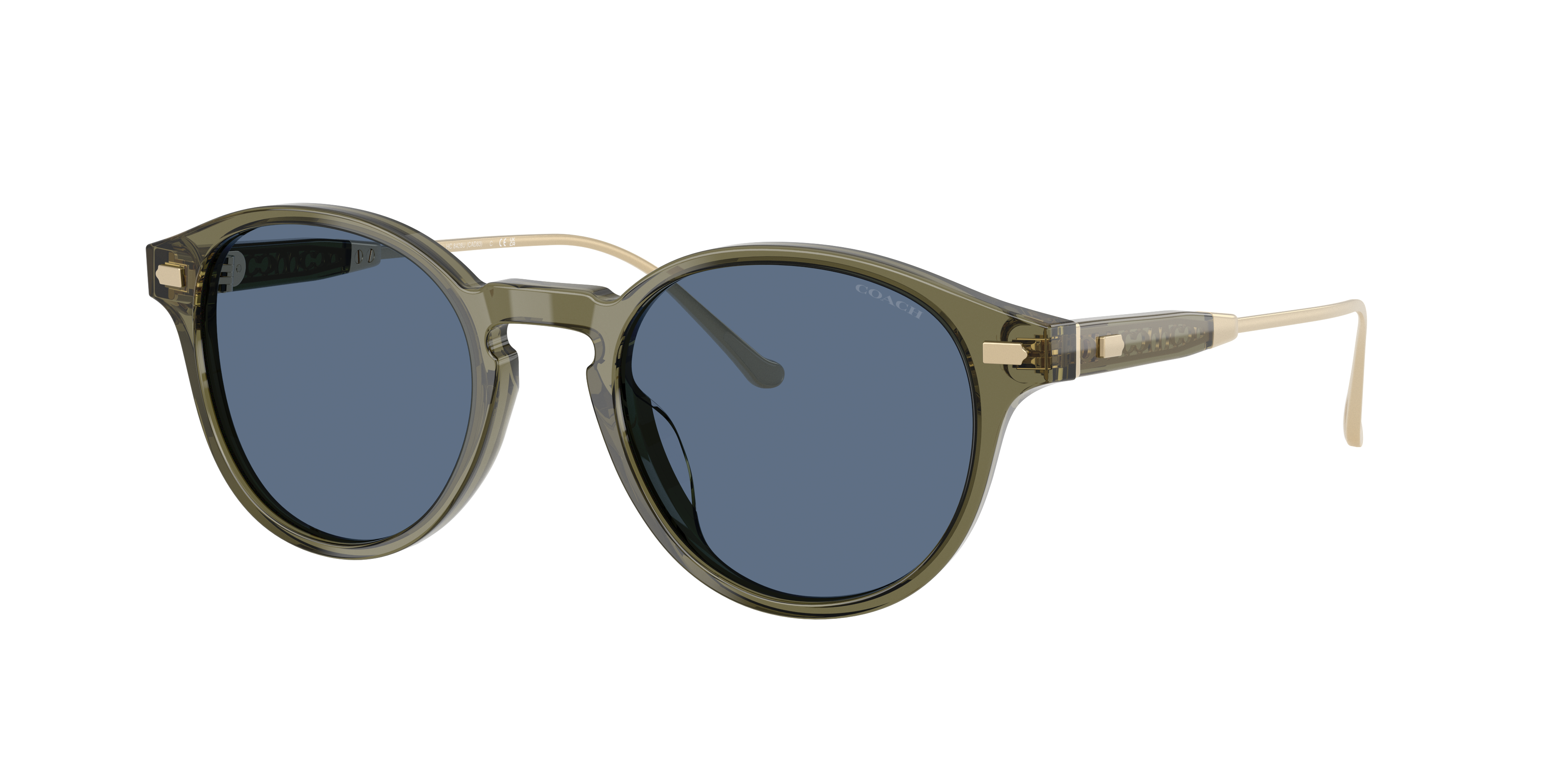 Coach Man Sunglass CAD83 -  Frame color: Transparent Olive, Lens color: Blue Solid