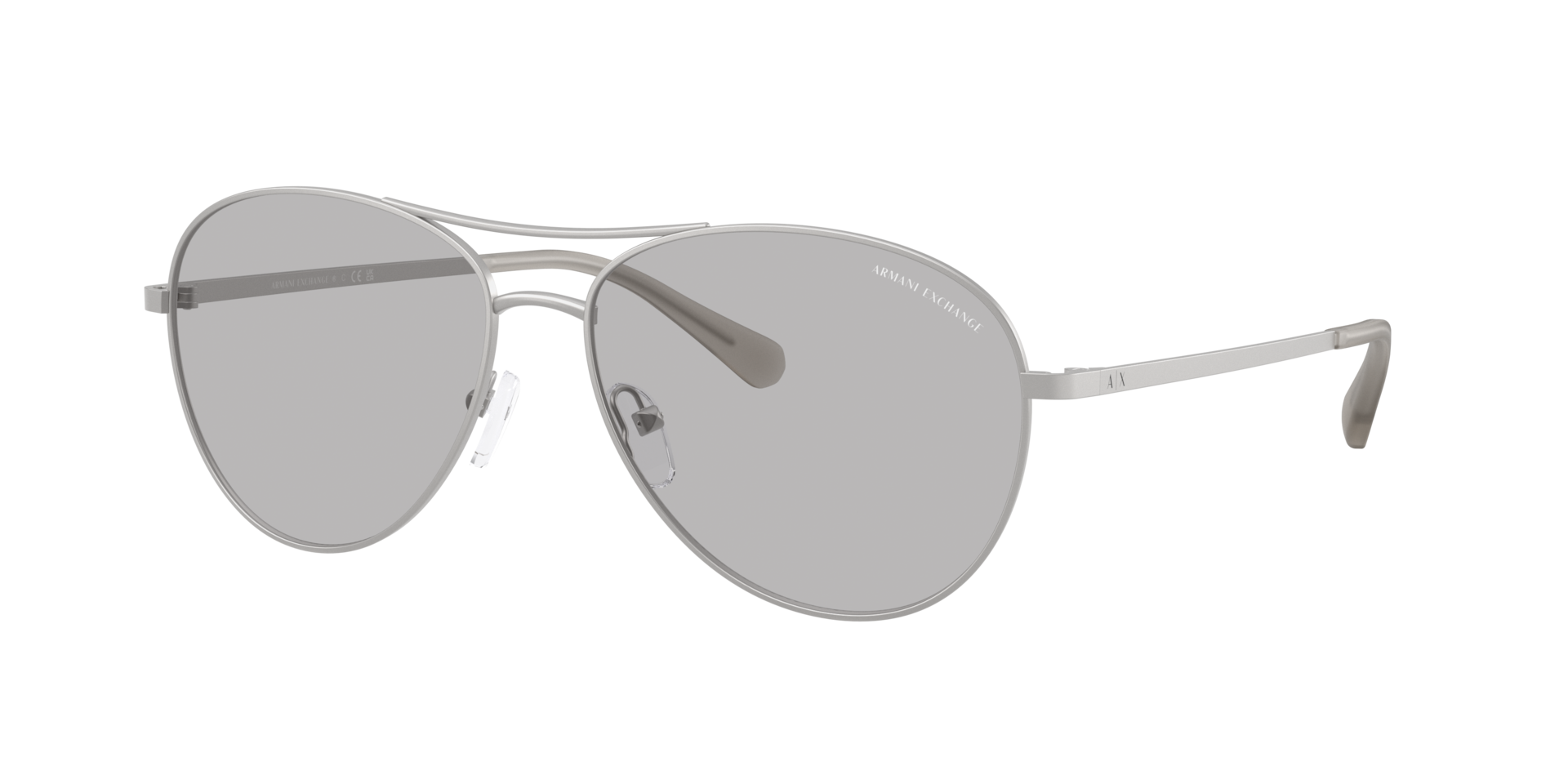 Armani Exchange Man Sunglass AX2061S -  Frame color: Matte Silver, Lens color: Light Grey