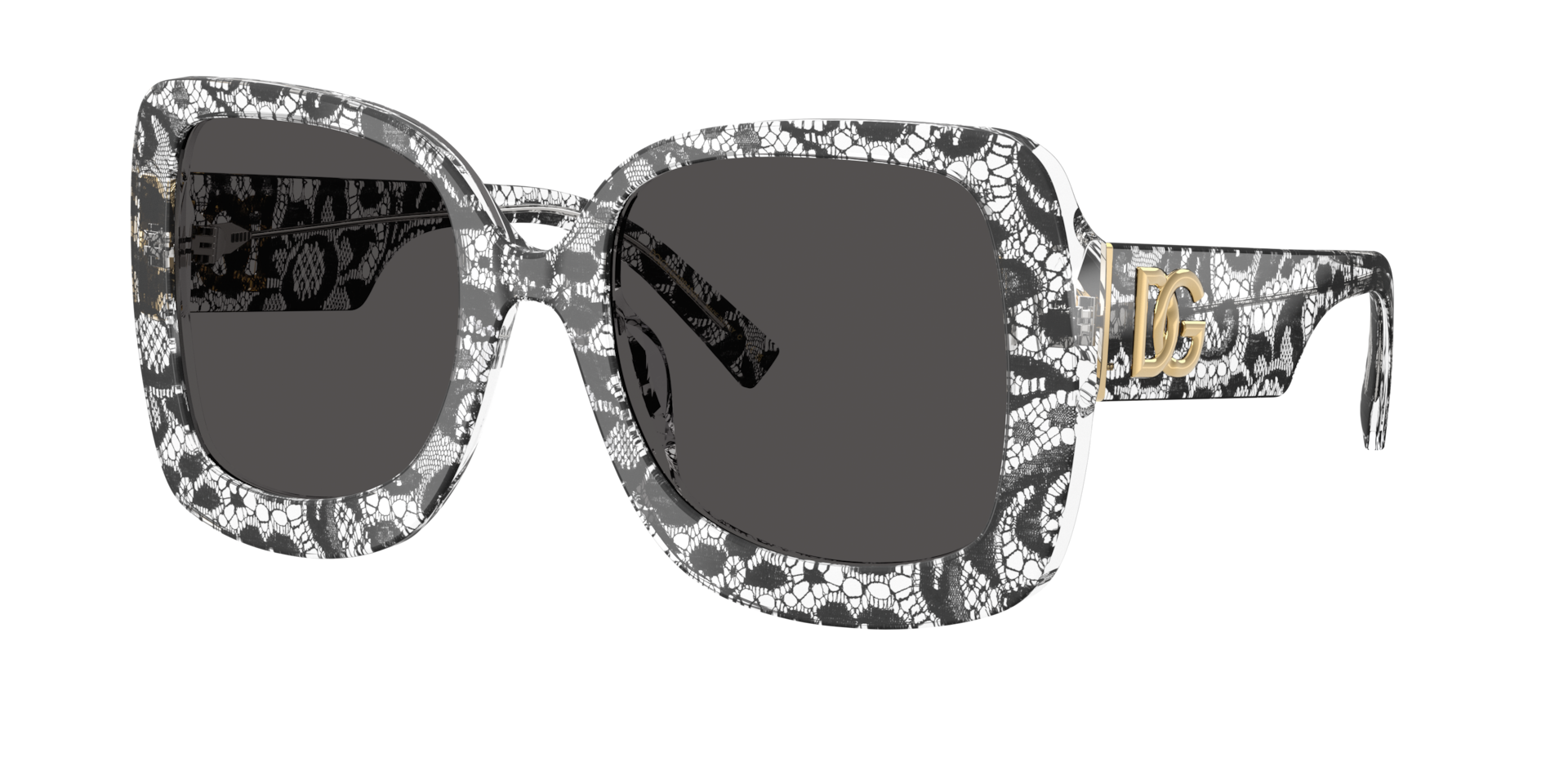 Dolce&Gabbana Frau Sunglass DG4513 - Rahmenfarbe: Schwarz Lace Schwarz, Linsenfarbe: Dunkelgrau