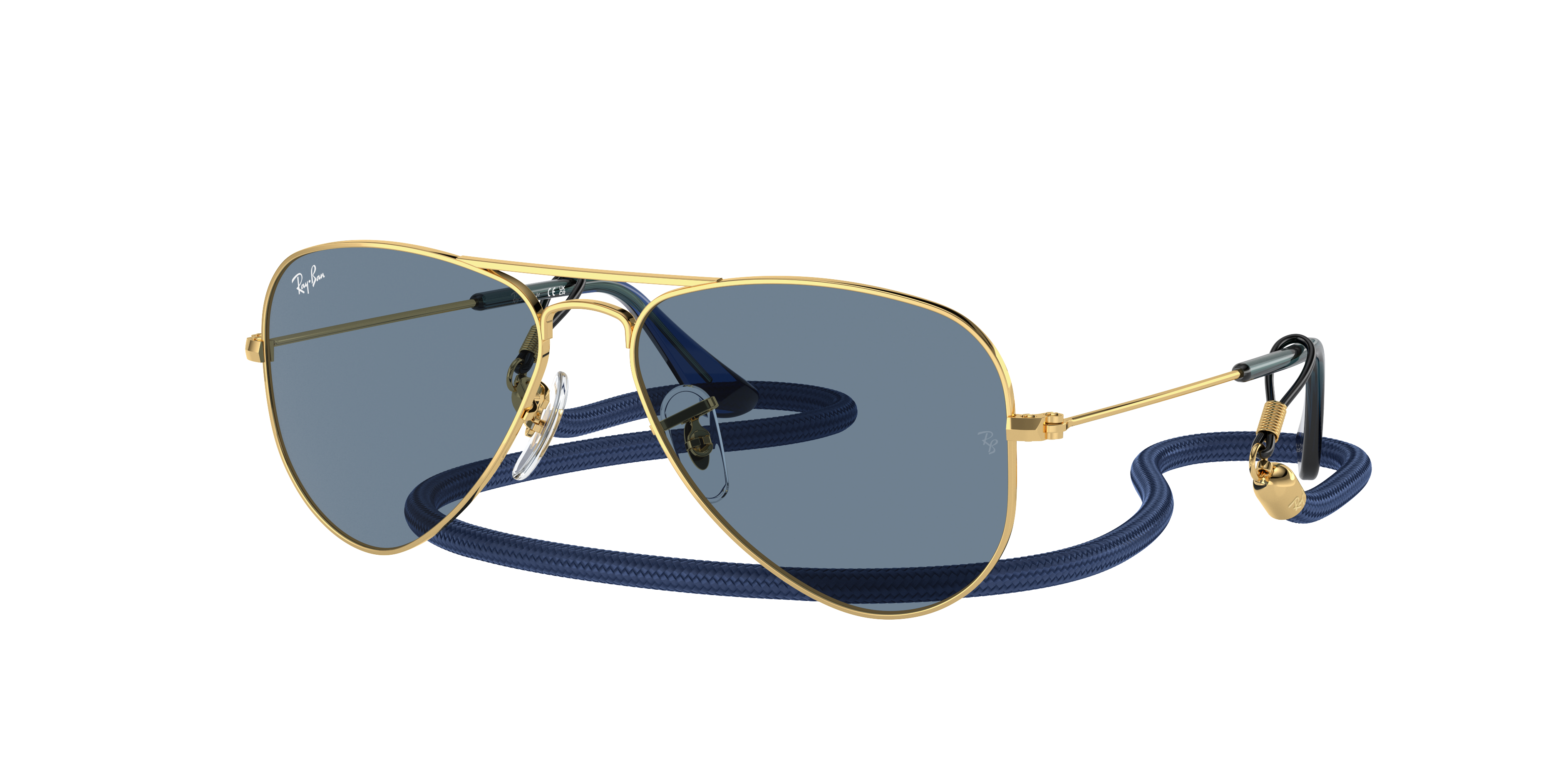 Ray-Ban Unisex Sunglass Aviator Kids -  Frame color: Arista Gold, Lens color: Light Blue Mirror