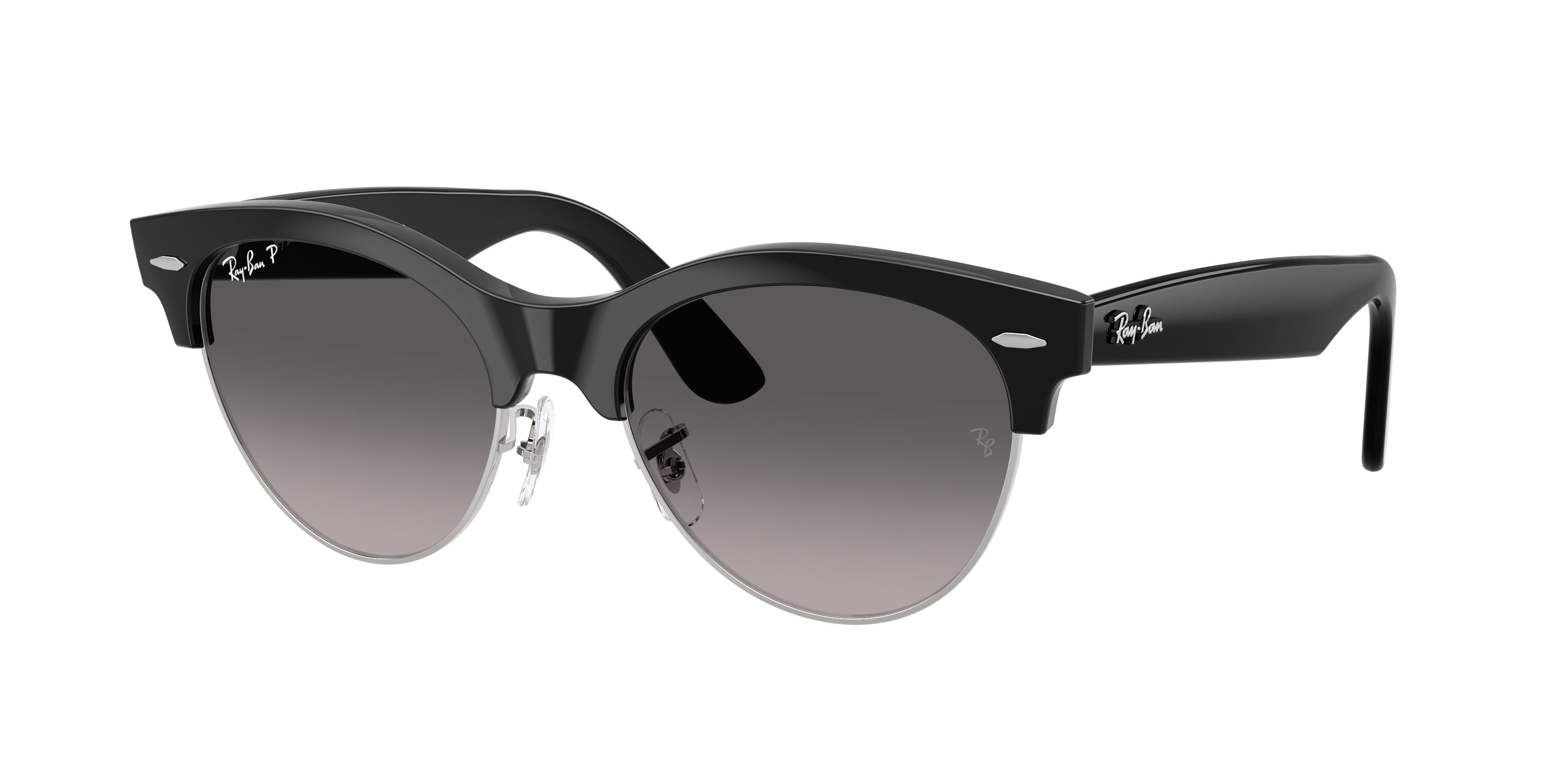 Ray-Ban Unisex Sunglass Clubmaster Way -  Frame color: Black On Silver, Lens color: Grey Gradient Polarized