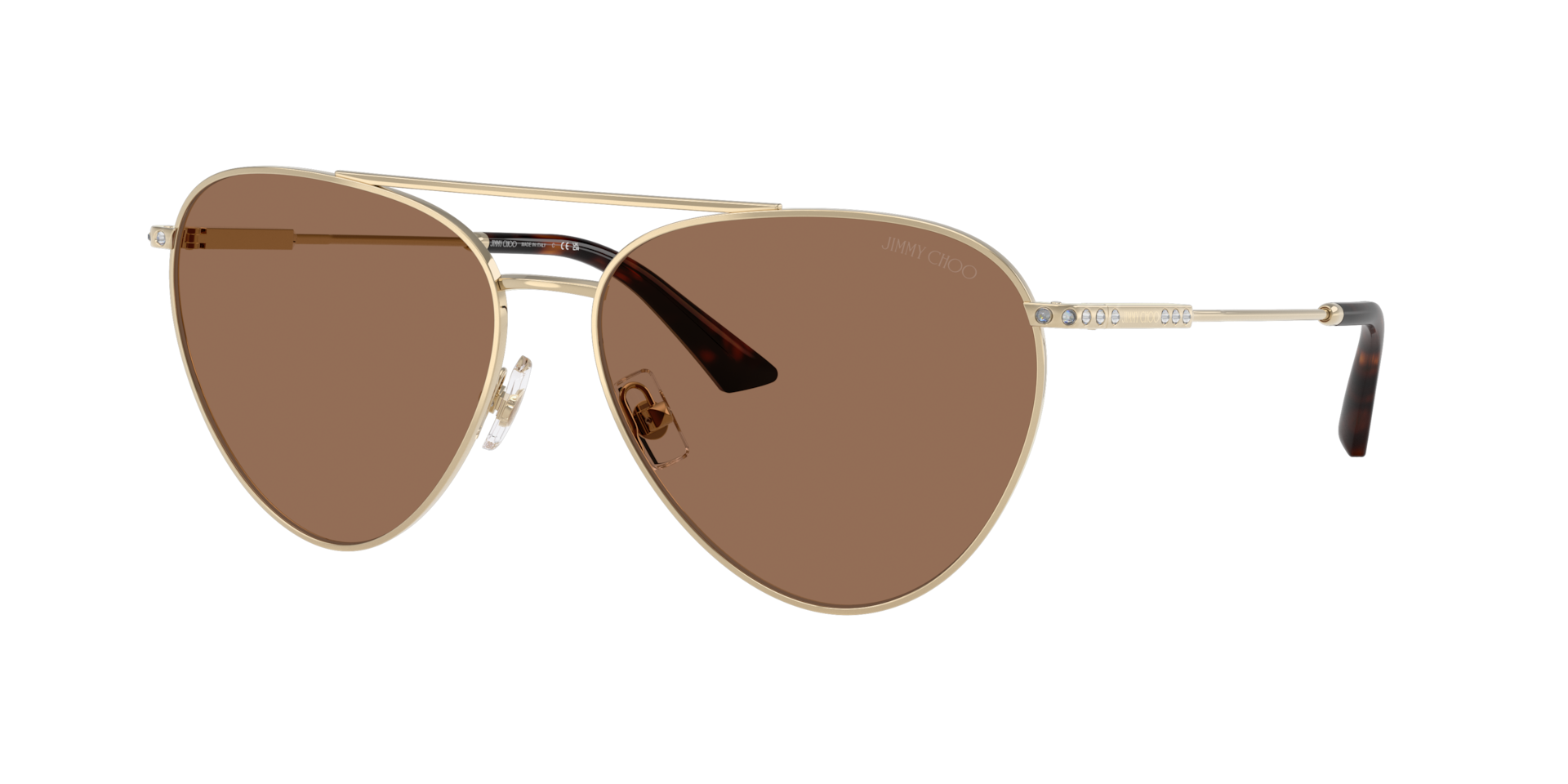 Jimmy Choo Frau Sunglass JC4002B - Rahmenfarbe: Hellgold, Linsenfarbe: Dunkelbraun