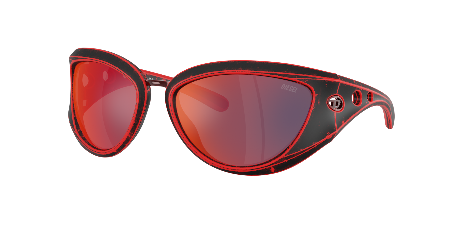 Diesel Unisex Red Dl3007u 20096P Sunglasses Injected Cat Eye Mirro - Image 2