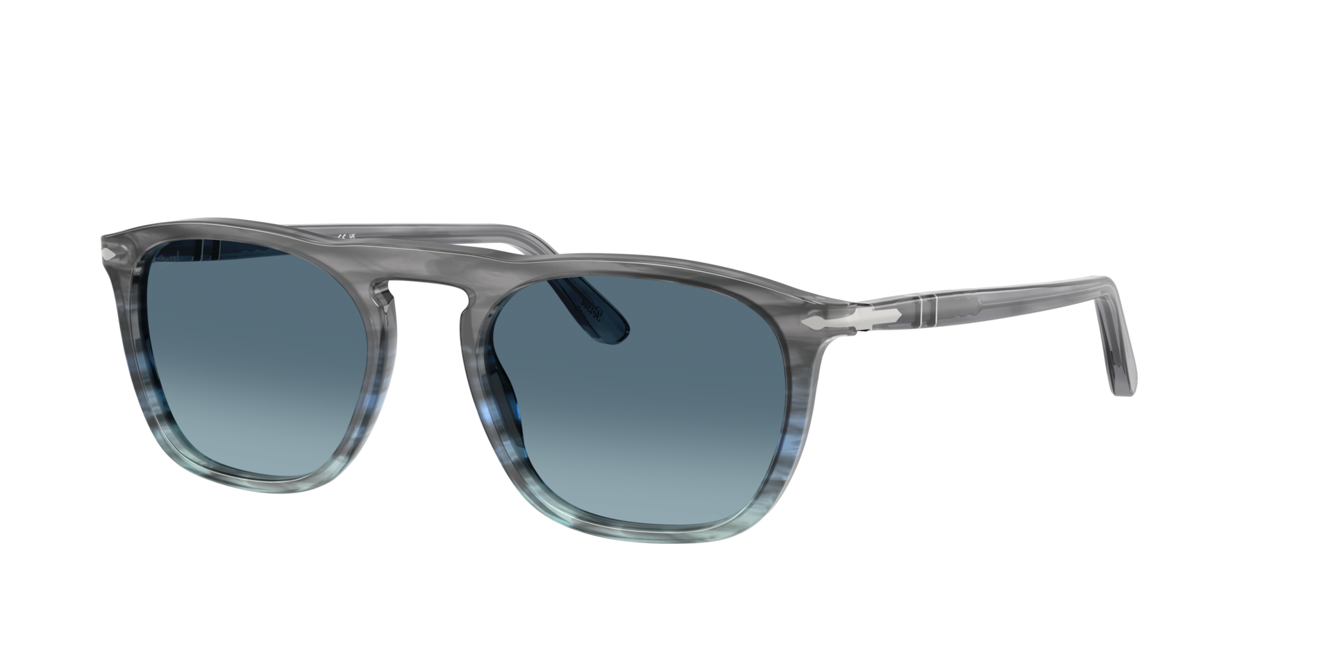 Persol Unisex Grey/Blue Po3391s Gae 1205Q8 Sunglasses Acetate Squared Normal Nuanced - Image 3
