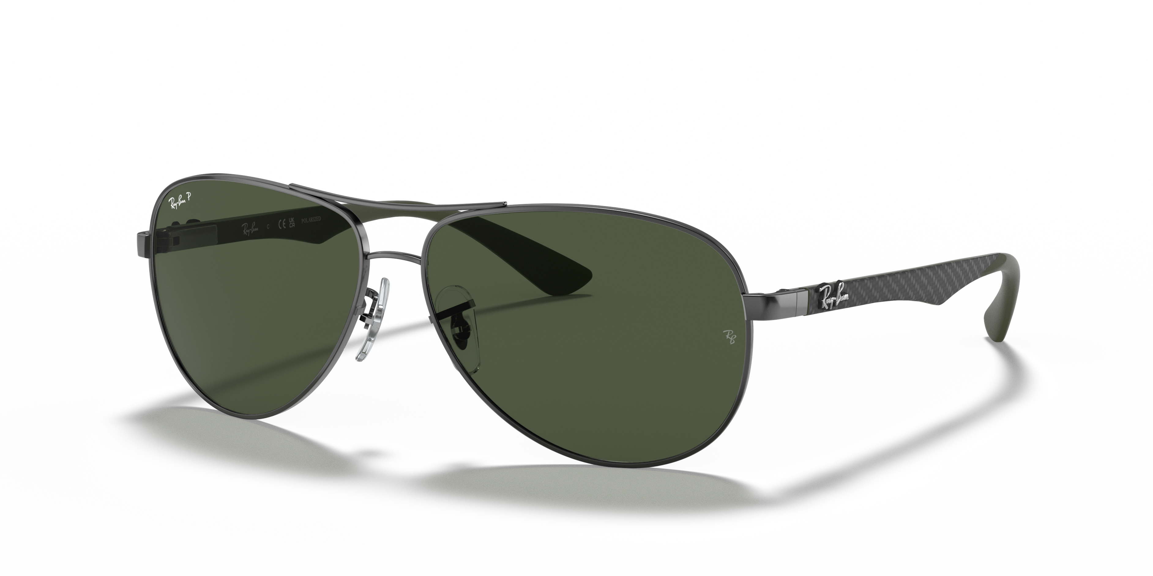Ray-Ban Carbon Fibre XL (61 - 13) with Green lenses and Grey frame