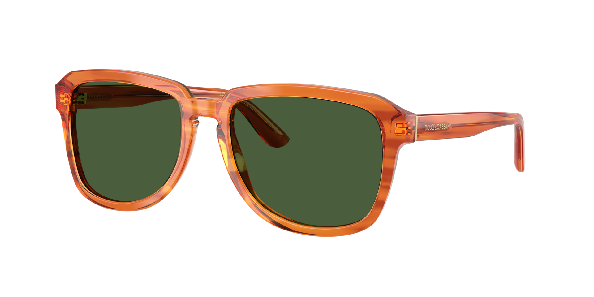 Dolce&Gabbana Mann Sunglass DG4566 - Rahmenfarbe: Transparentes Kamelbraun auf gestreiftem Ginger, Linsenfarbe: Dunkelgrün polarisiert