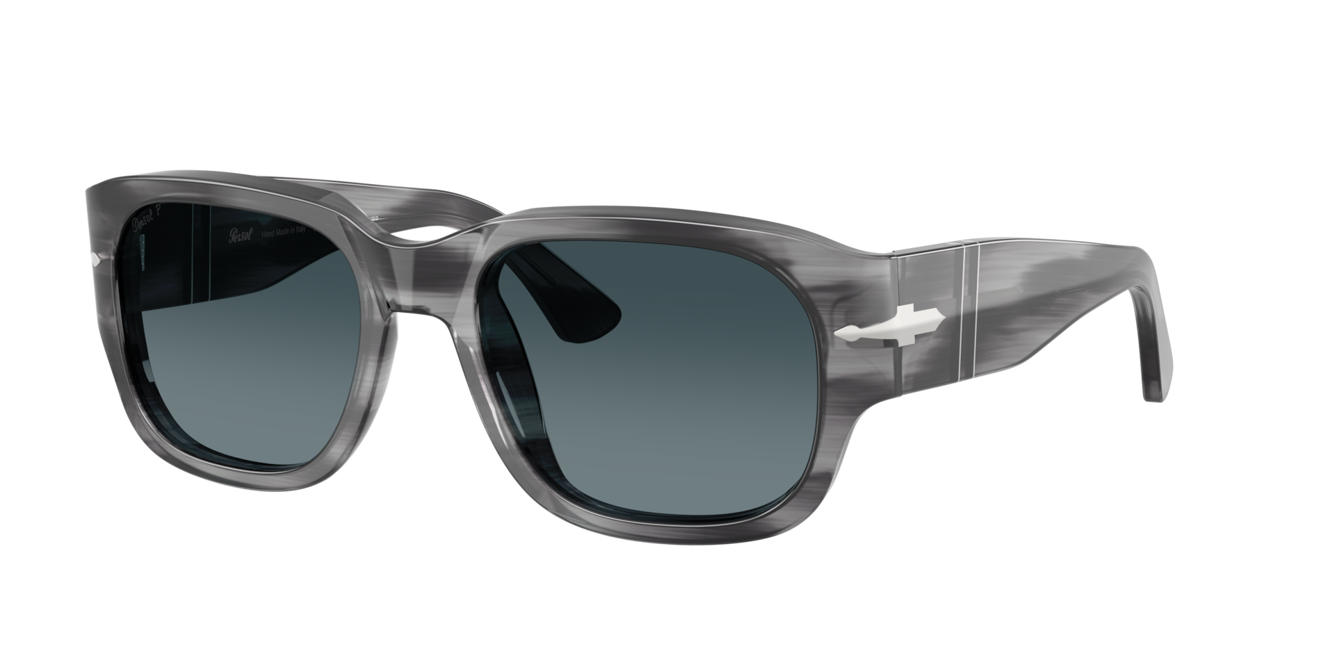 Persol Unisex Sunglass PO3380S -  Frame color: Striped Grey, Lens color: Light Blue Gradient Dark Blue
