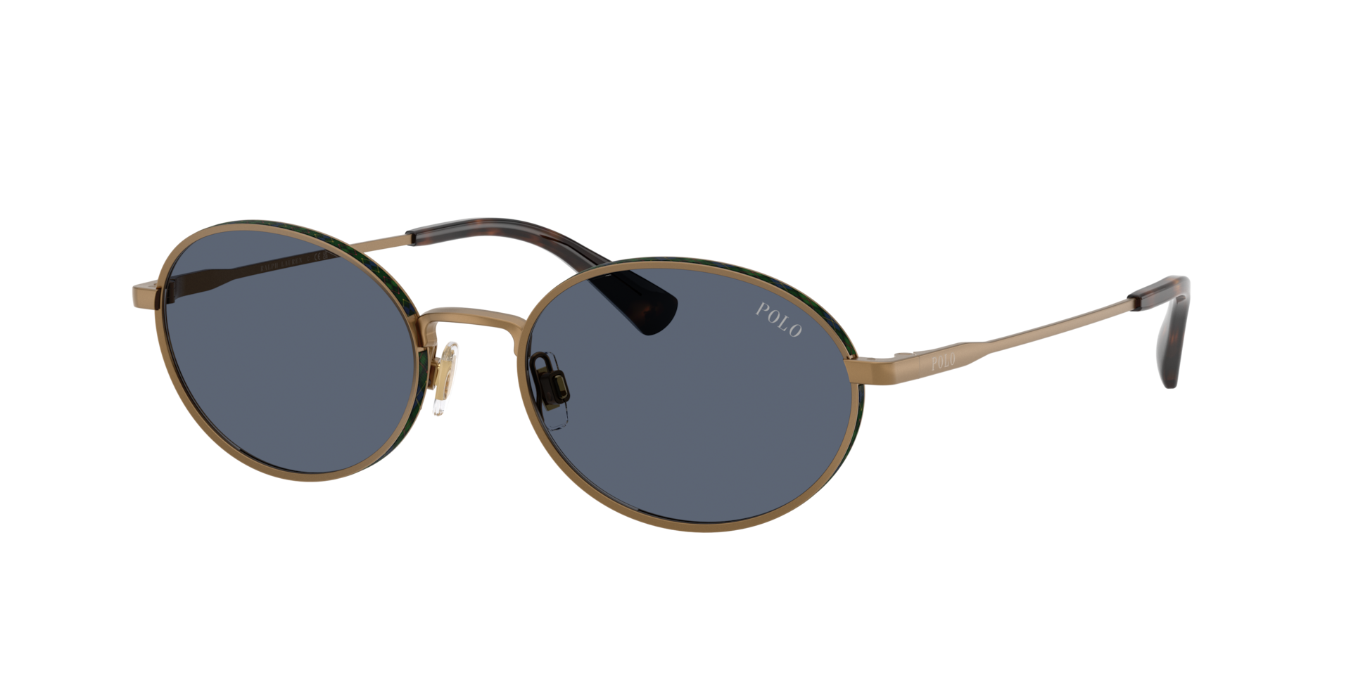 Polo Ralph Lauren Homme Sunglass PH3162 - Couleur du Monture: Laiton semi-brillant, Couleur de Lentille: Bleu foncé