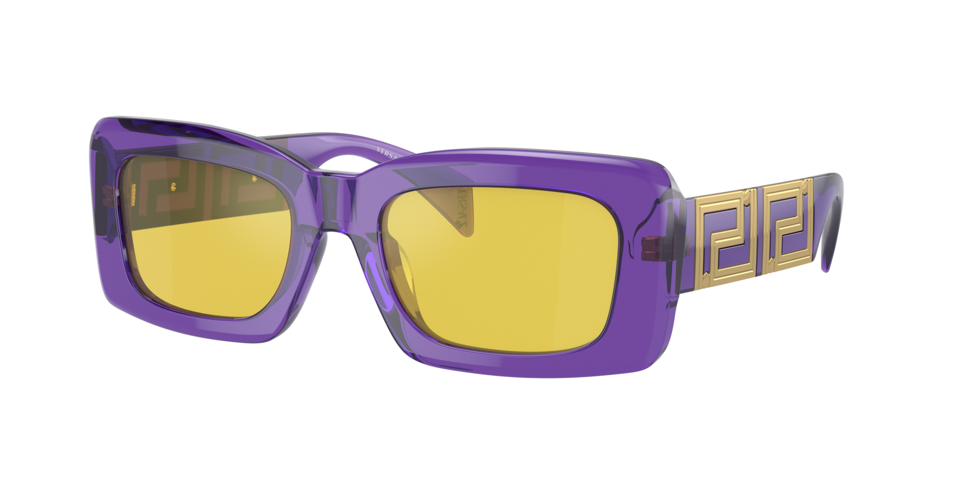 Versace Woman Sunglass VE4444U - Frame color: Transparent Violet, Lens color: Yellow Mirror Internal Silver