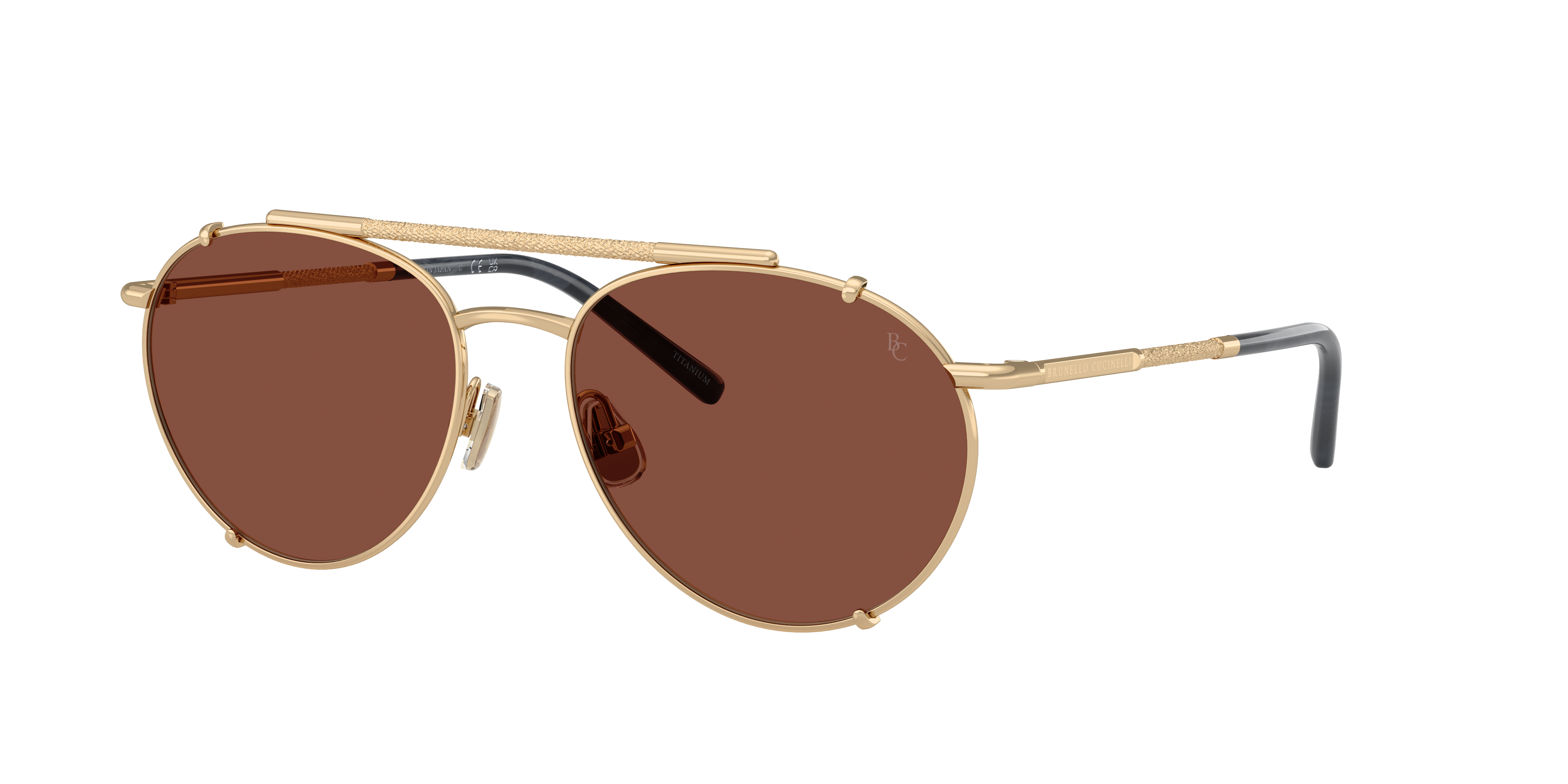 Brunello Cucinelli Woman Sunglass BC2016ST -  Frame color: Gold Plated 18Kt, Lens color: Porpora