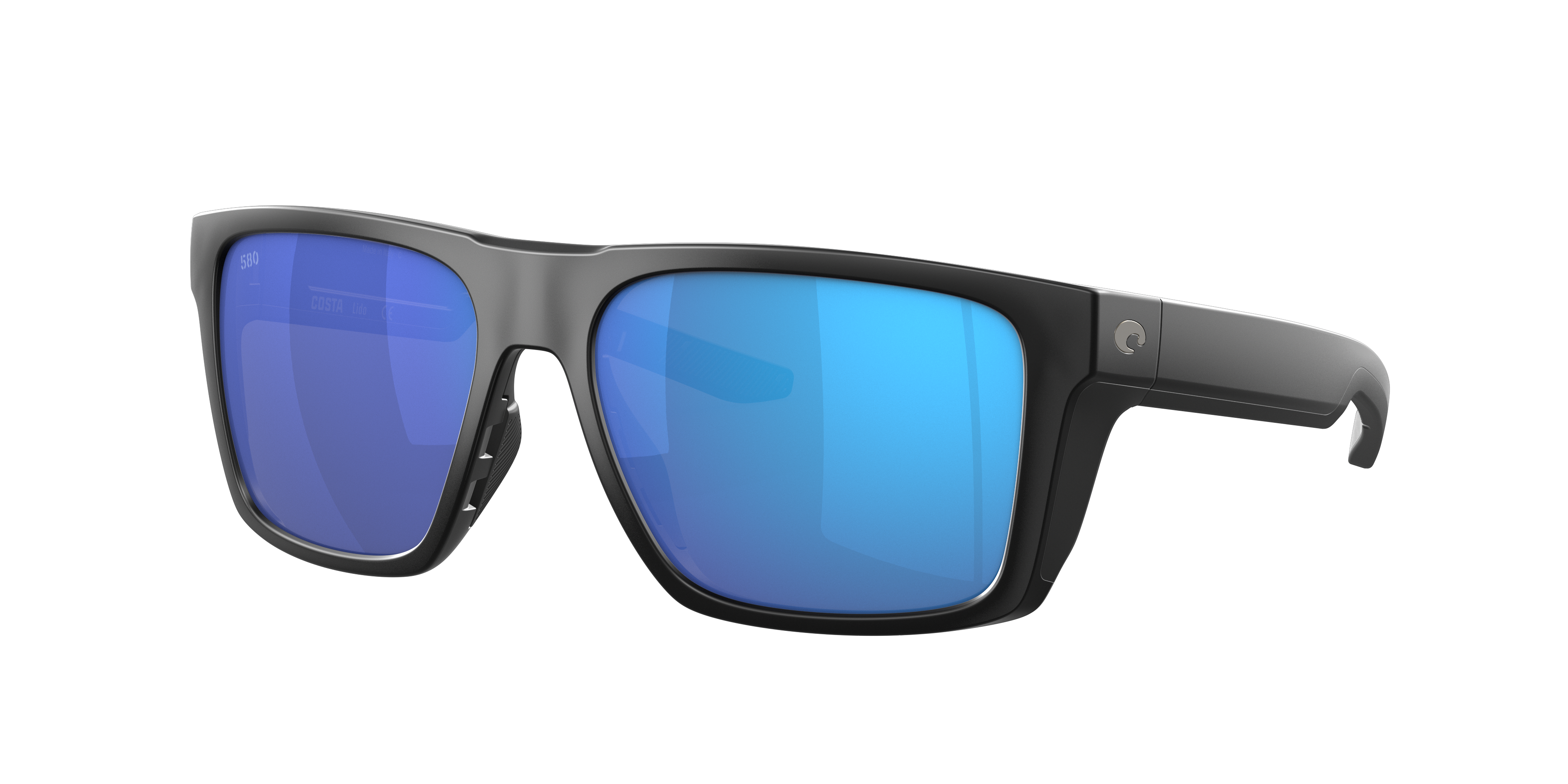Costa Man Sunglass Lido -  Frame color: Matte Black, Lens color: Blue Mirror