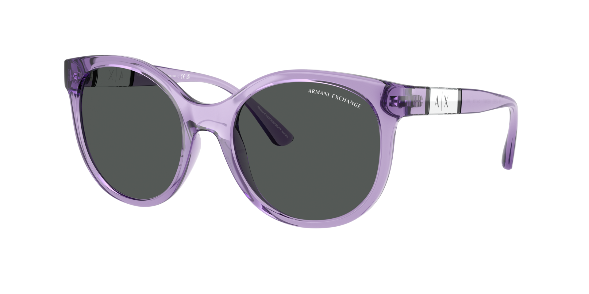 Armani Exchange Femme Sunglass AX4120S - Couleur du Monture Pourpre transparent brillant Couleur de Lentille Gris fonc 47 €