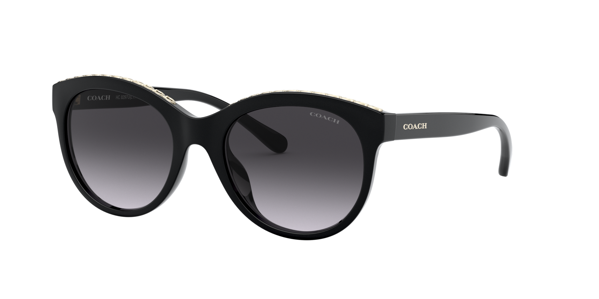 Coach Vrouwelijk Sunglass L1149 - Framekleur: Zwart, Lenskleur: Grijs Gradiënt