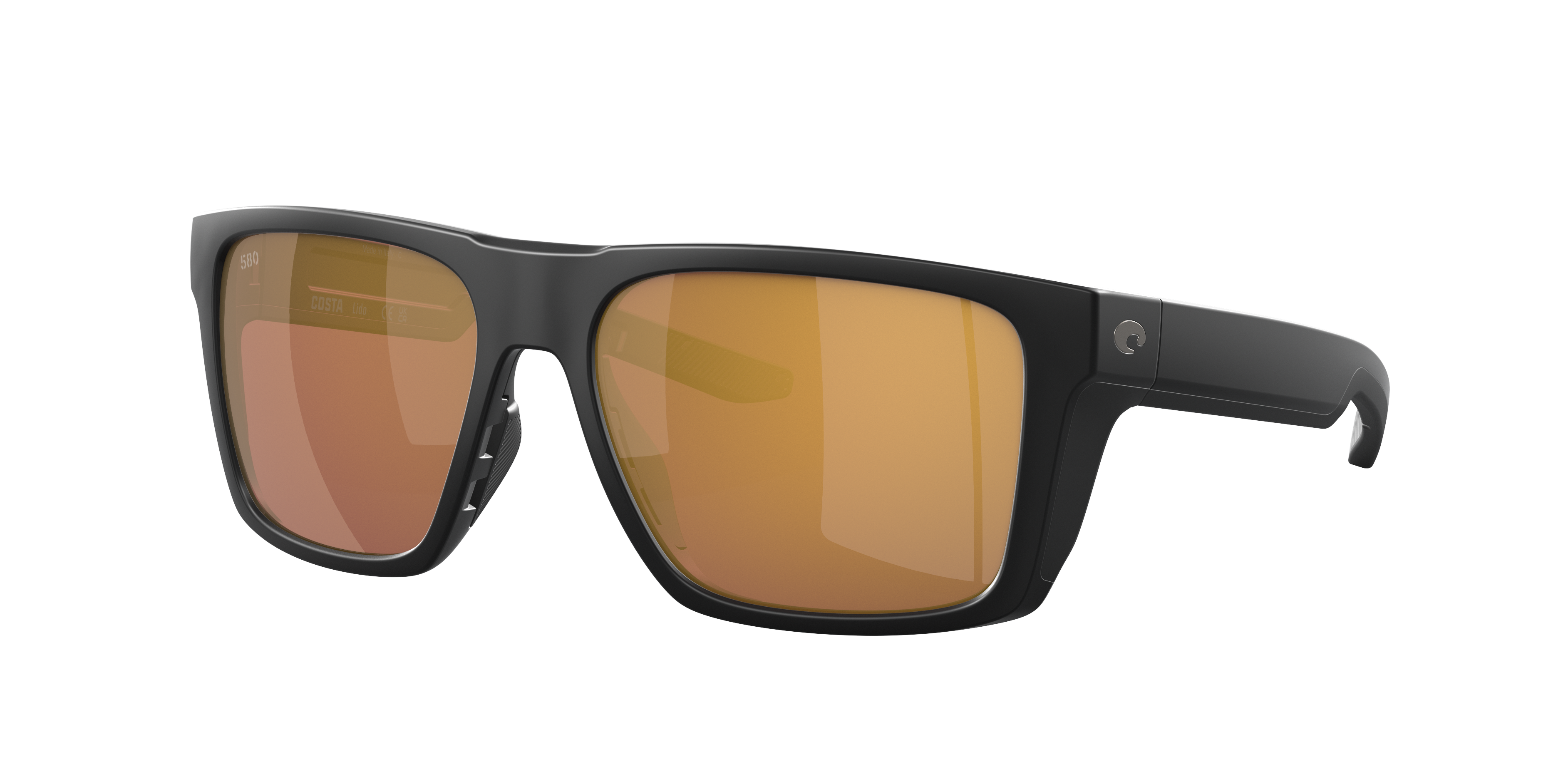 Costa Man Sunglass Lido -  Frame color: Matte Black, Lens color: Gold Mirror