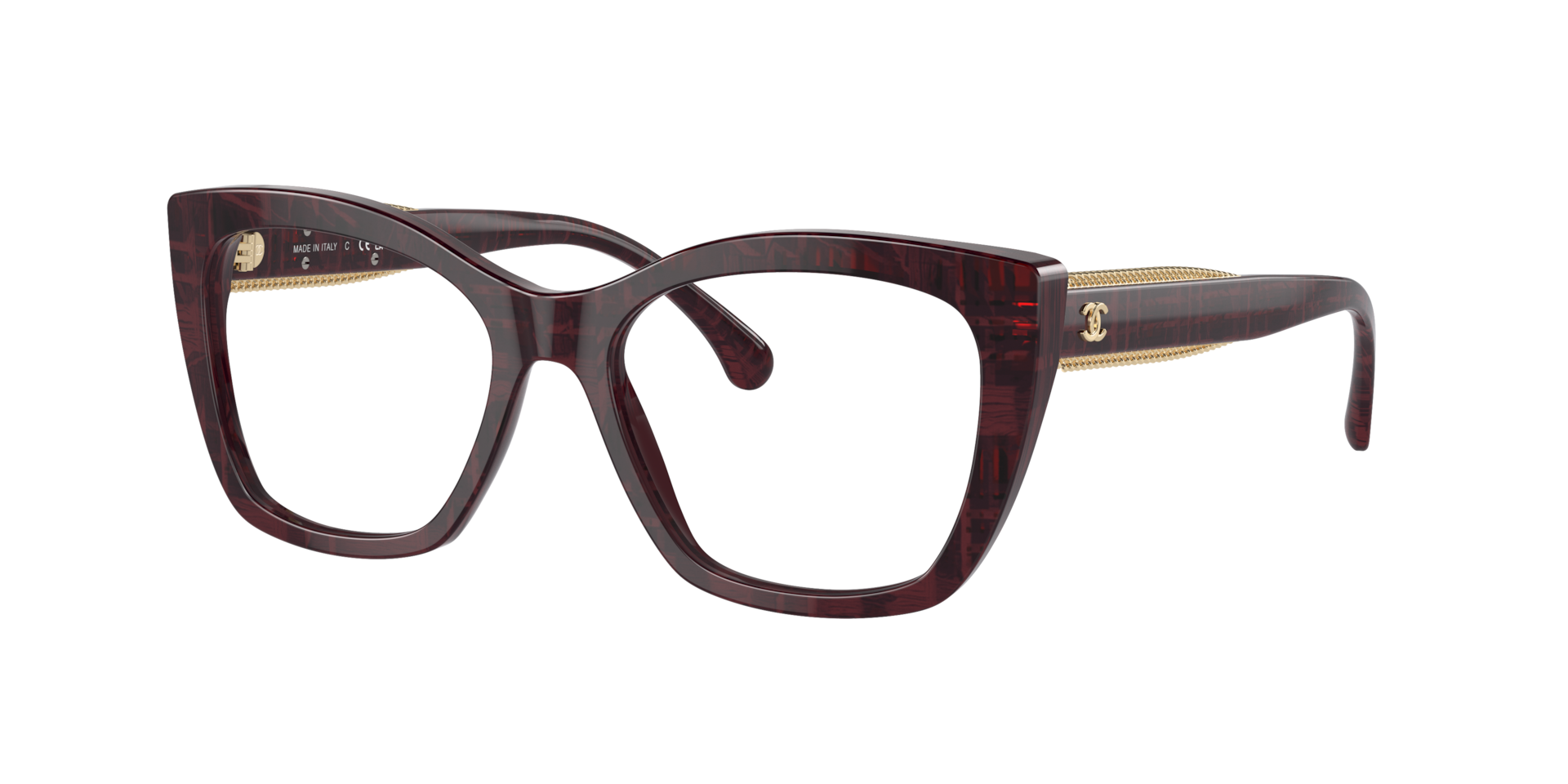 Chanel Femme Sunglass Cat Eye Eyeglasses CH3460A - Couleur du Monture Tweed Rouge Couleur de Lentille Verres de Dmonstration 460 €