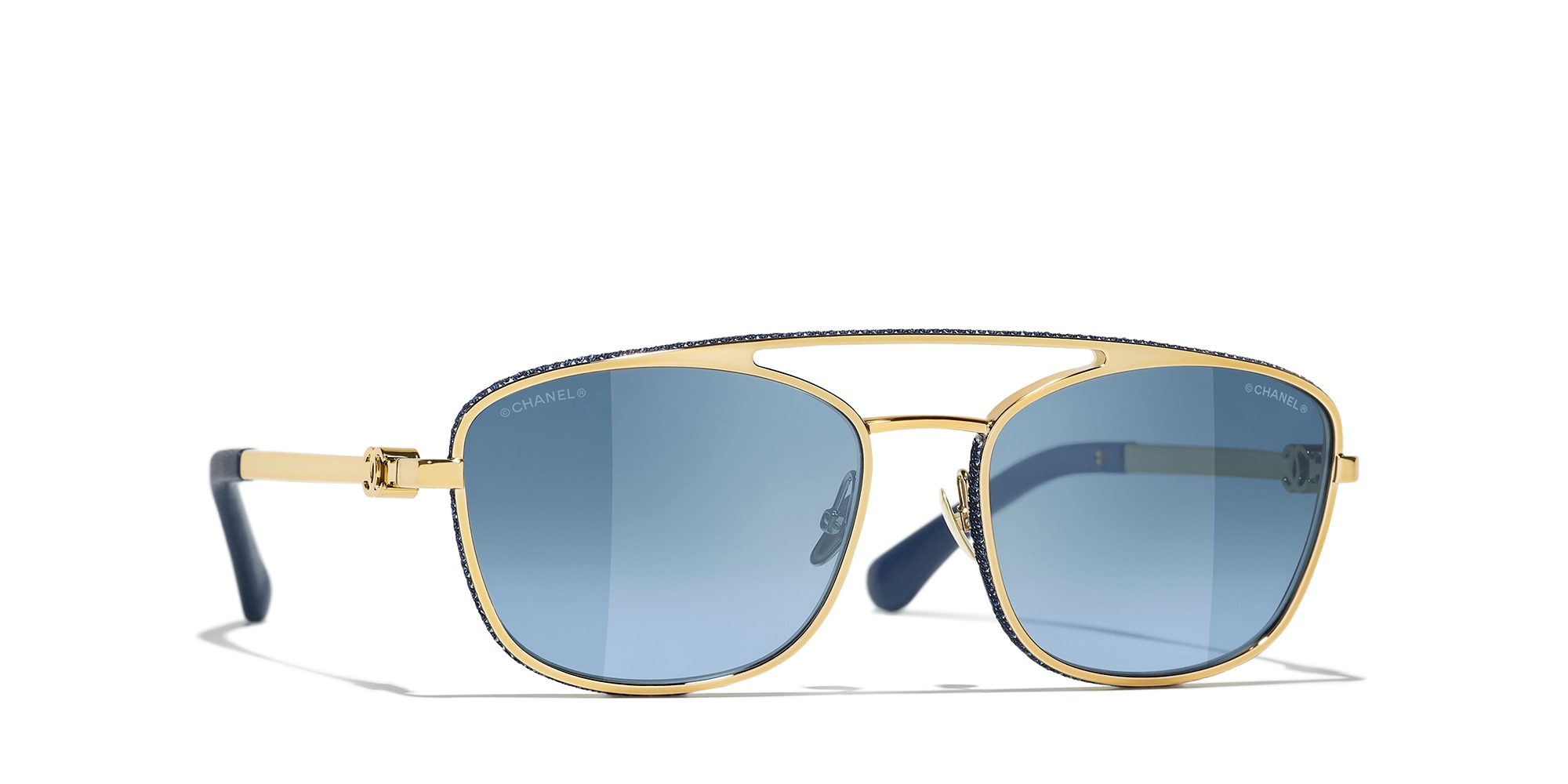 Chanel Woman Sunglass Pilot Sunglasses CH4290Q -  Frame color: Gold, Lens color: Grey