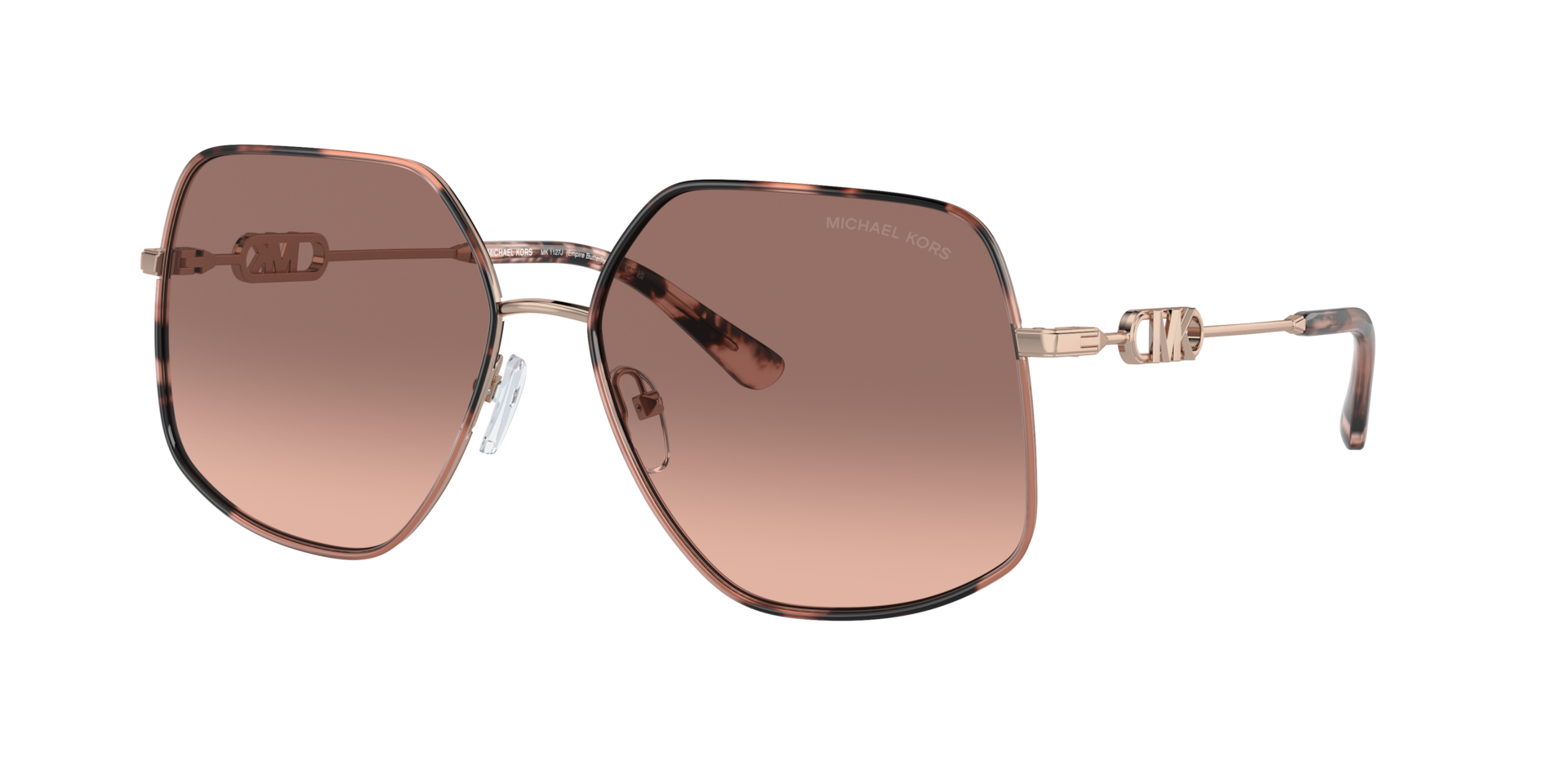 Michael Kors Femme Sunglass Empire Butterfly - Couleur du Monture: Or rose/ Écaille de tortue Rose, Couleur de Lentille: Dégradé Rose Marron