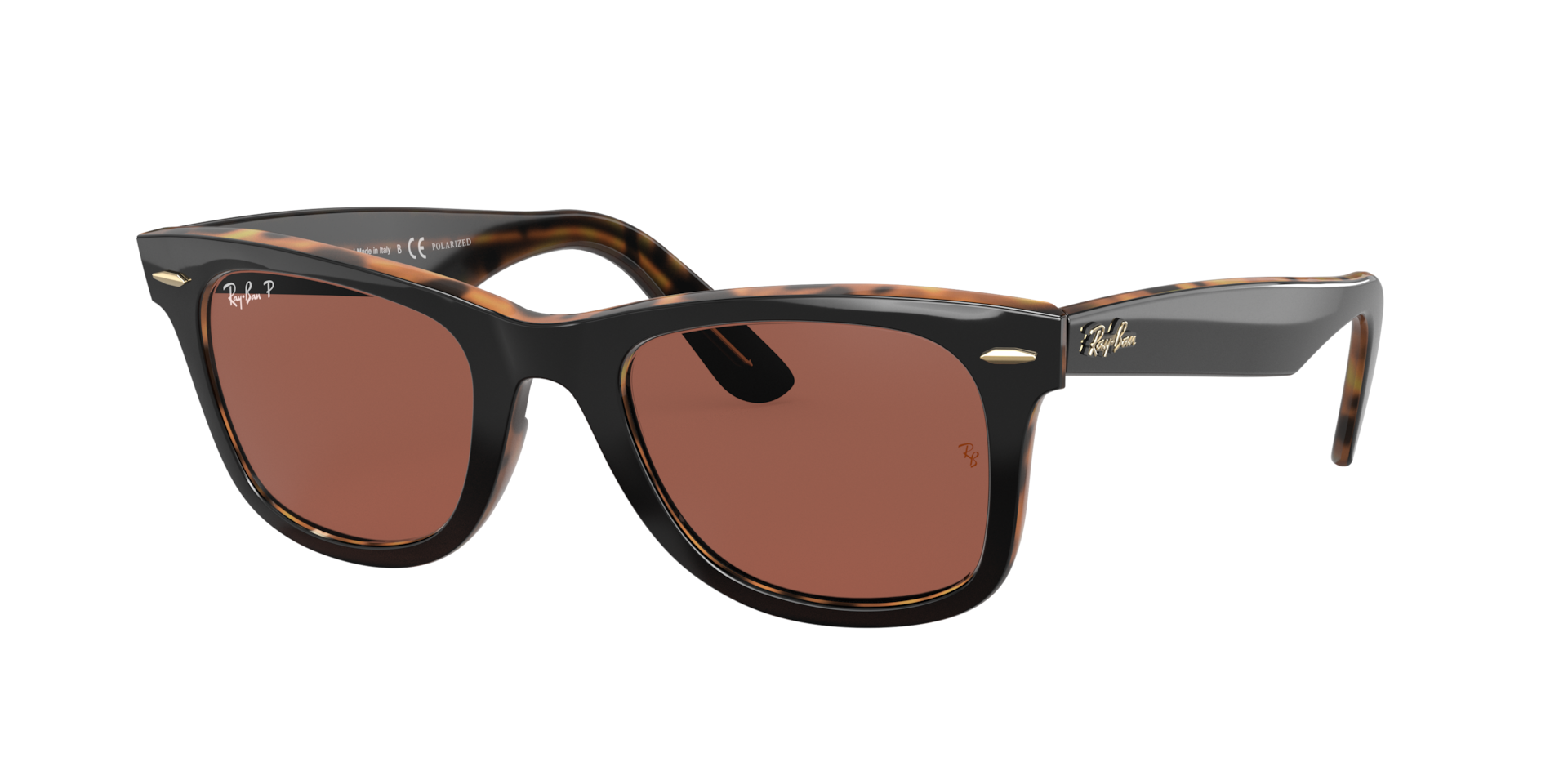 RAY-BAN Unisex Sunglasses Original Wayfarer @Collection - Frame color: Grey On Havana, Lens color: Purple
