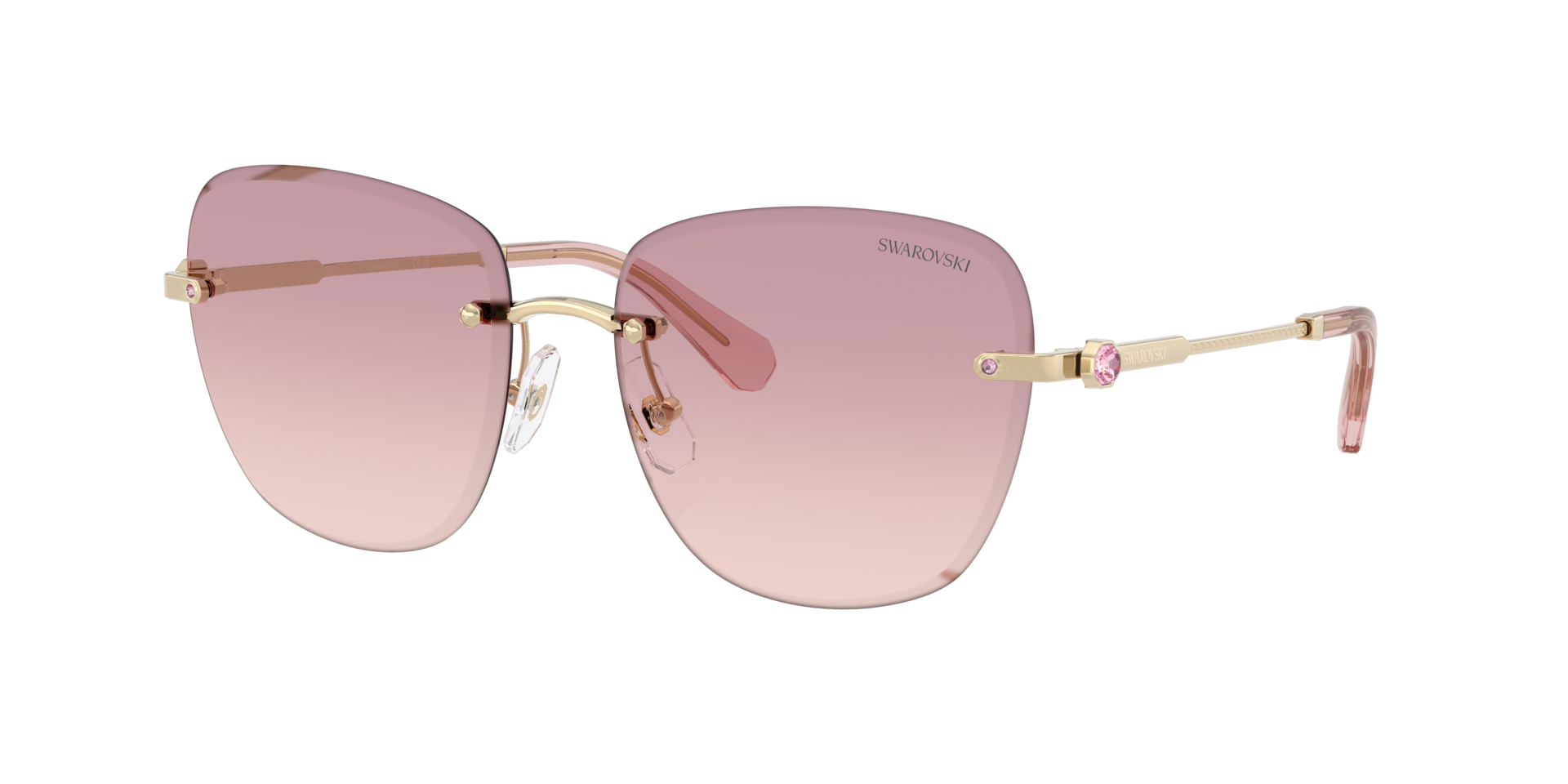 Swarovski Gold/Brown Sk7043 401368 Woman Sunglasses Metal Squared Normal Nuanced - Image 3