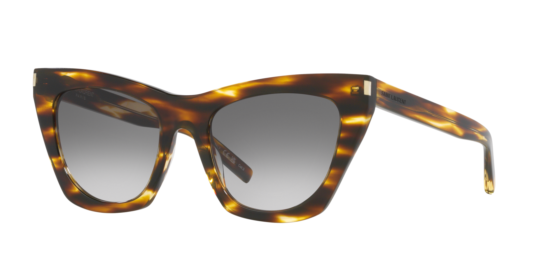 Saint Laurent Femme Sunglass SL 214 Kate - Couleur du Monture caille de tortue Marron Couleur de Lentille Gris 252 €